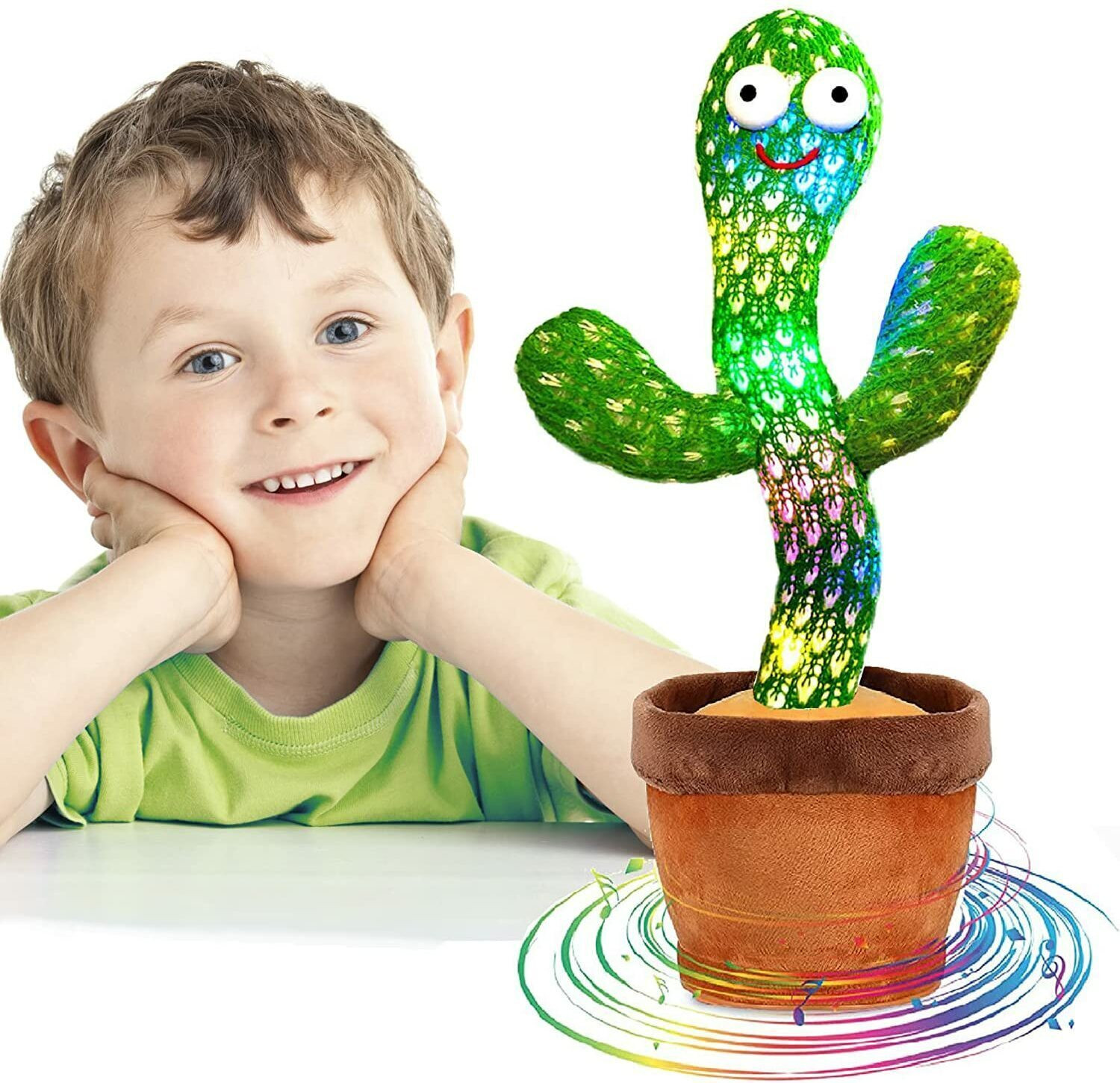 Image of Tinywonders Dancing Cactus Talking Toy Kids Electronic Plush Toys Baby Voice Recording Rpeat (Green)