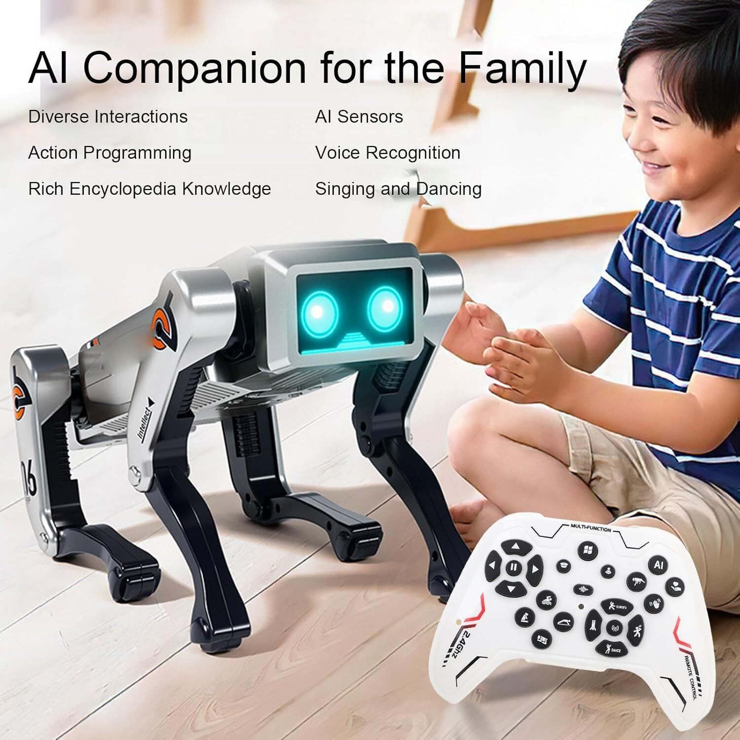 Image of Magicwand AI Robot Dog Toy, Voice /App /Remote Control, Dance, Kung Fu, Programmable Pet Bot
