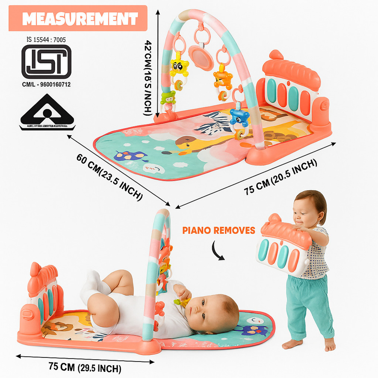 Image of URBANTOTS Babygym / Fitness Piano Rack Peach