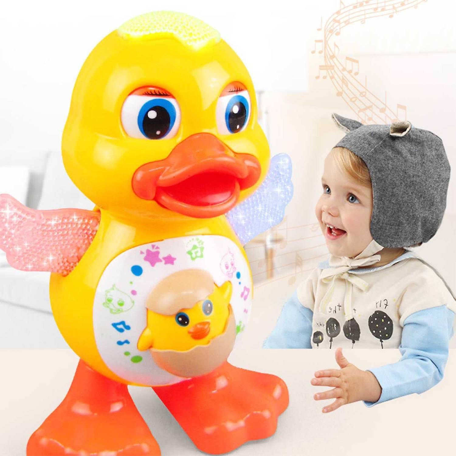 Aclipse Musical Dancing Duck Toy with 3D Flashing Lights, Moving Eyes, and Lips for Kids