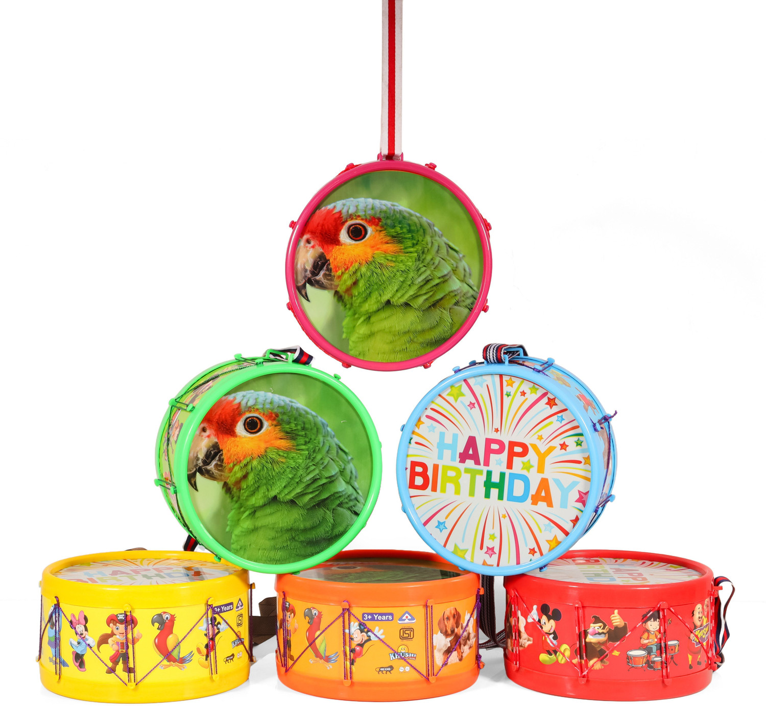 Image of khushi enterprise Musical Drum 09 sized Hight 10.7 cm and Width 20.3 cm Weight 310 Grams