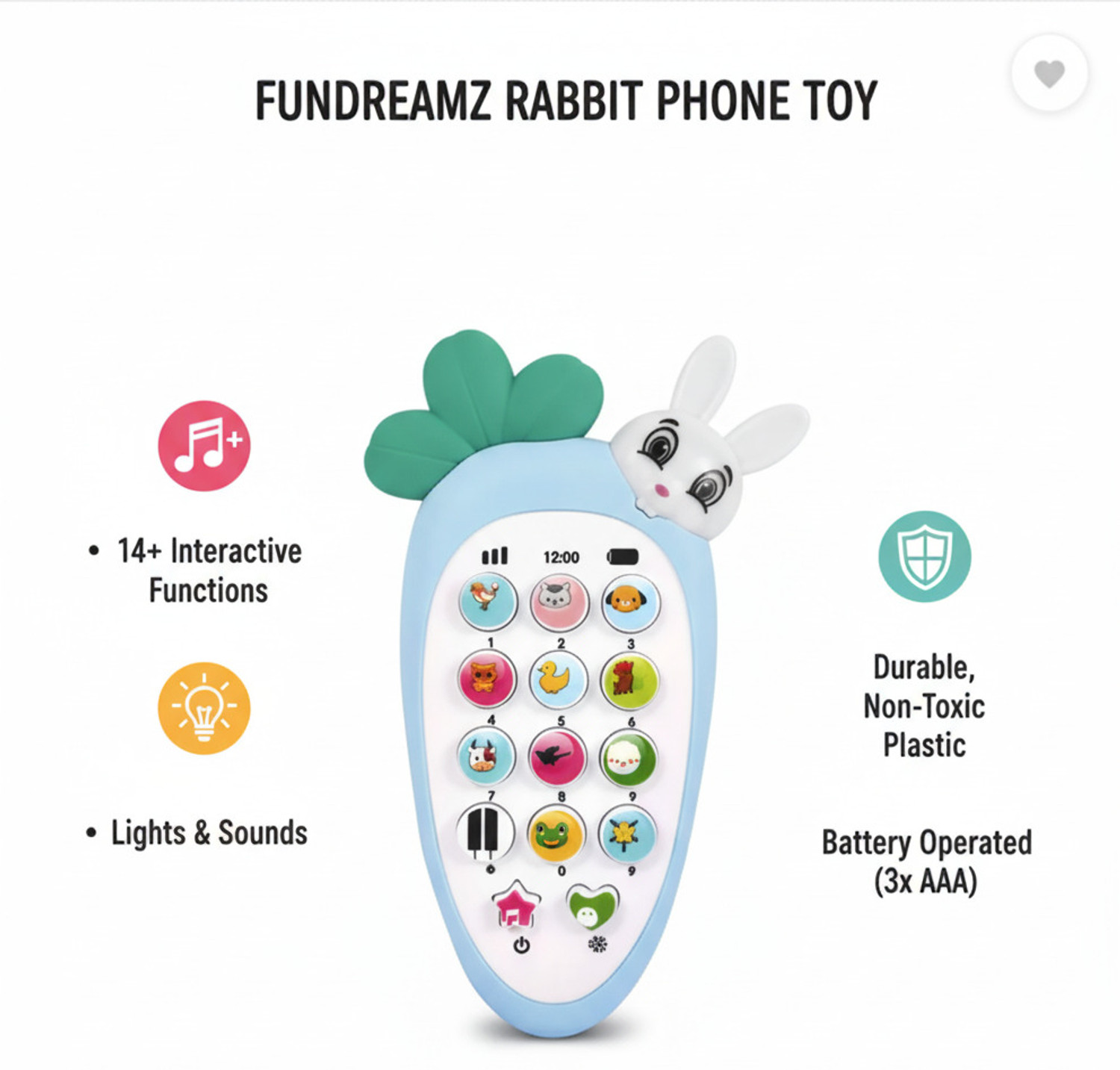 Image of fundreamz Rabbit Phone - Flip & Learn Musical Mobile Toy with Lights & Sounds