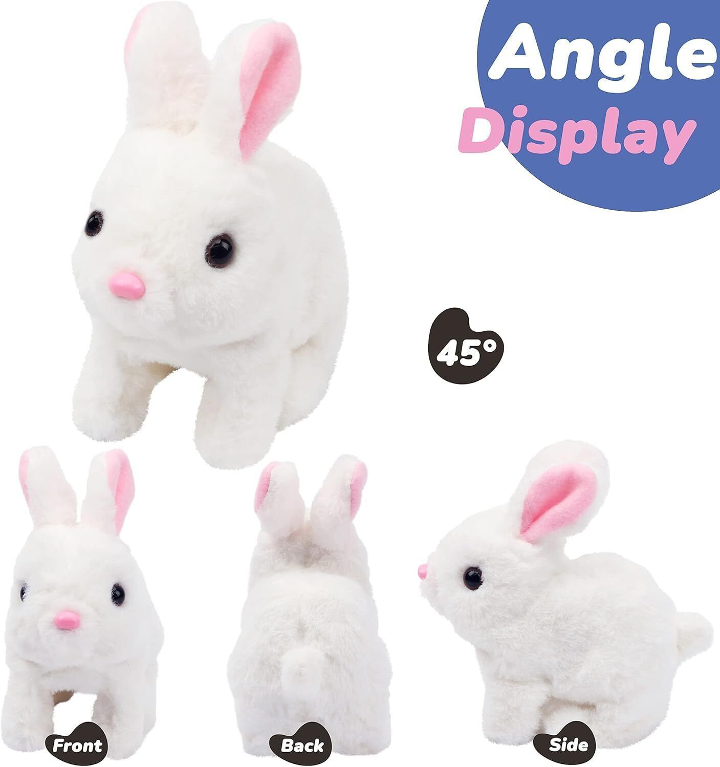 Image of Sotnof Hopping Walking cute Bunny Toy with Sound Jumping Wiggling Ears Rabbit Toy 18 CM