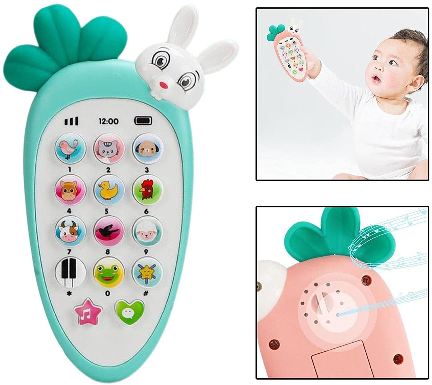 Image of Kidzfun Rabbit Phone Rabbit Intelligent Phone Baby Cell Phone Toy with Music Ringtones