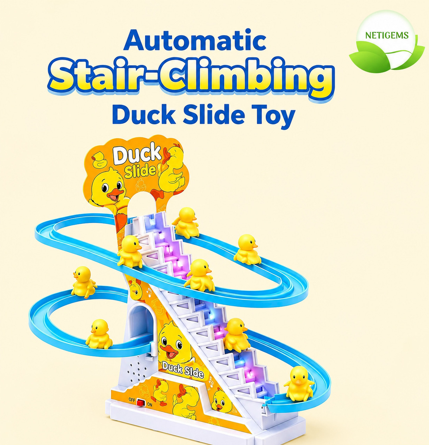 Image of Netigems Cute Duck's stair climbing toys for kids | sliding Duck's musical toys|