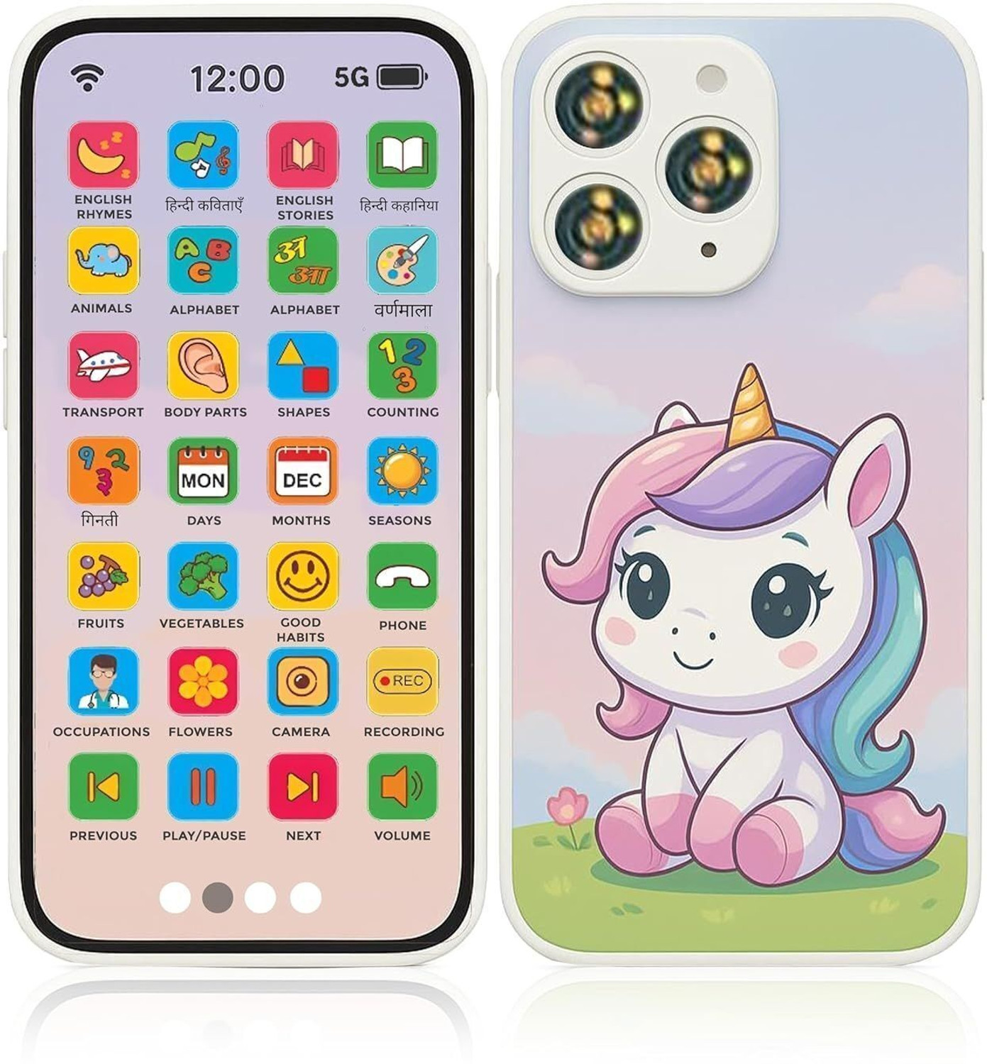 Image of Kidzfun Educational Phone Toy for 2-12 Years Kids Rechargeable 24 Modes Music Functions