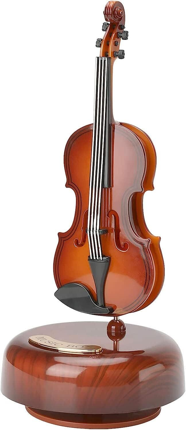 Image of Smitex Guitar Music Box 360 Rotating Musical Bass Instrument Decorative Artware