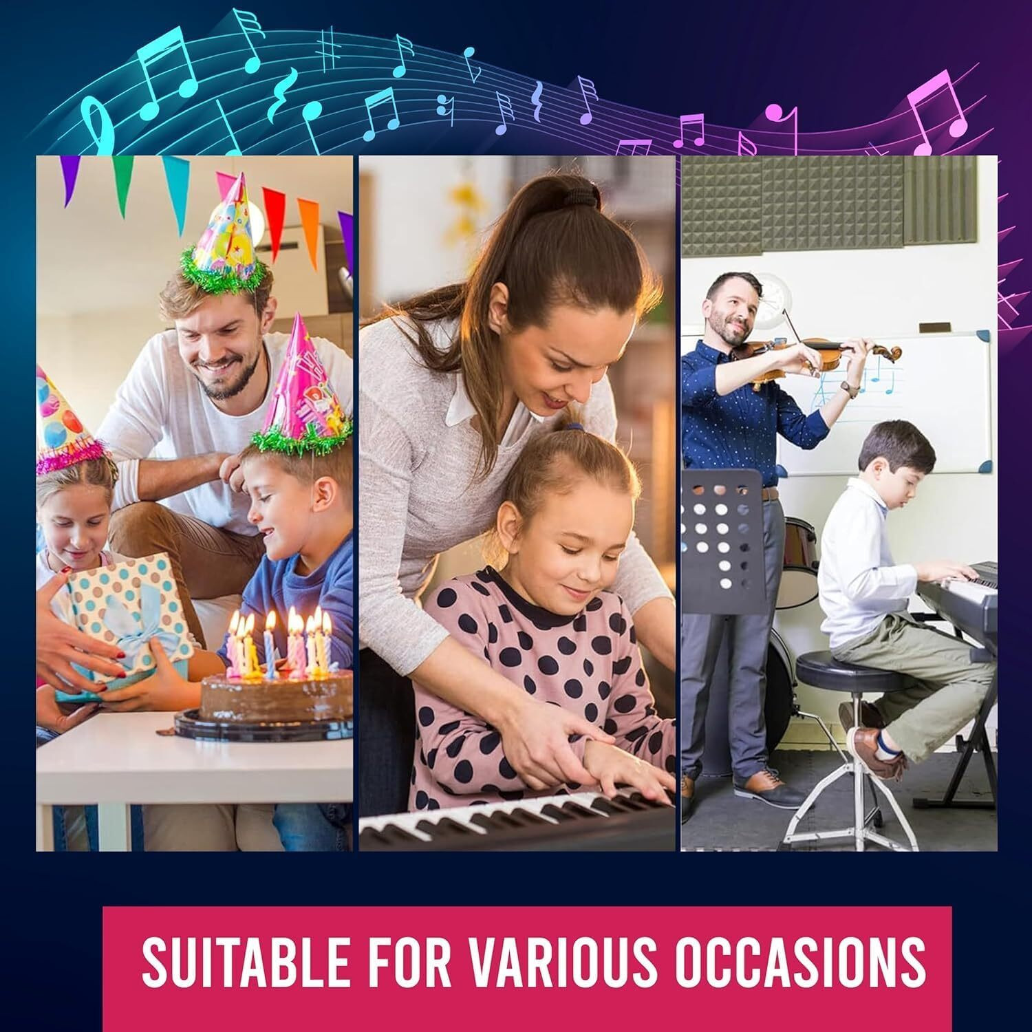 Image of ZUNBELLA Mini Piano Keyboard 37 Keys with Mic Recording & USB Charging Musical Toy
