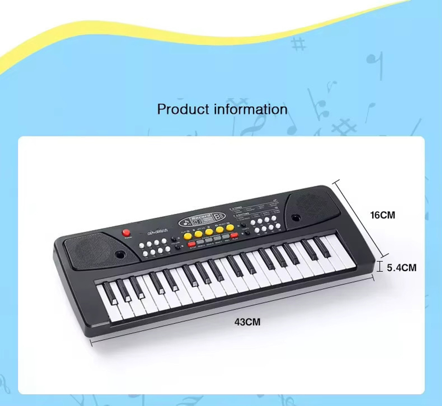 Image of SALEOFF The 37 Key Piano Keyboard Toy with Recording, Mic and USB Cable for Power-74