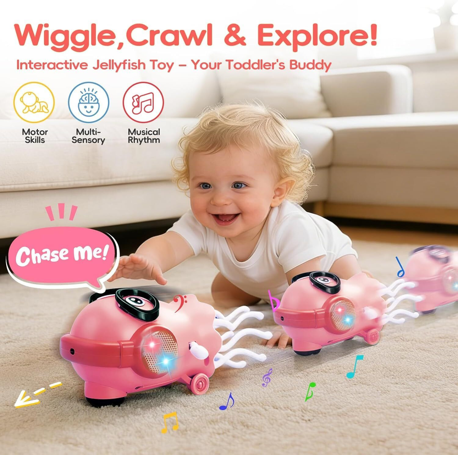 Image of ZUNBELLA Dancing Moving Musical Jellyfish Toy With LED Light Bump & Go Toy For Kids