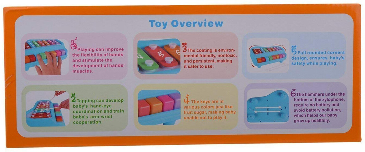 Image of Nafhotoz 2 in 1 Melody & Educational Piano Xylophone Musical Instruments with 8 Keys