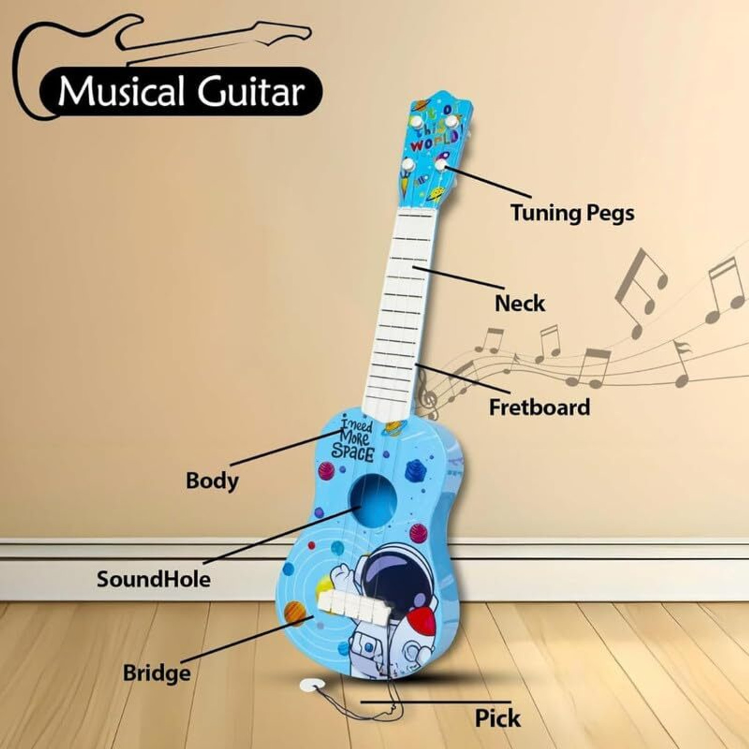 Image of AARISTRA Kids Toy Guitar 17 Inch Plastic Musical Instrument for Toddlers