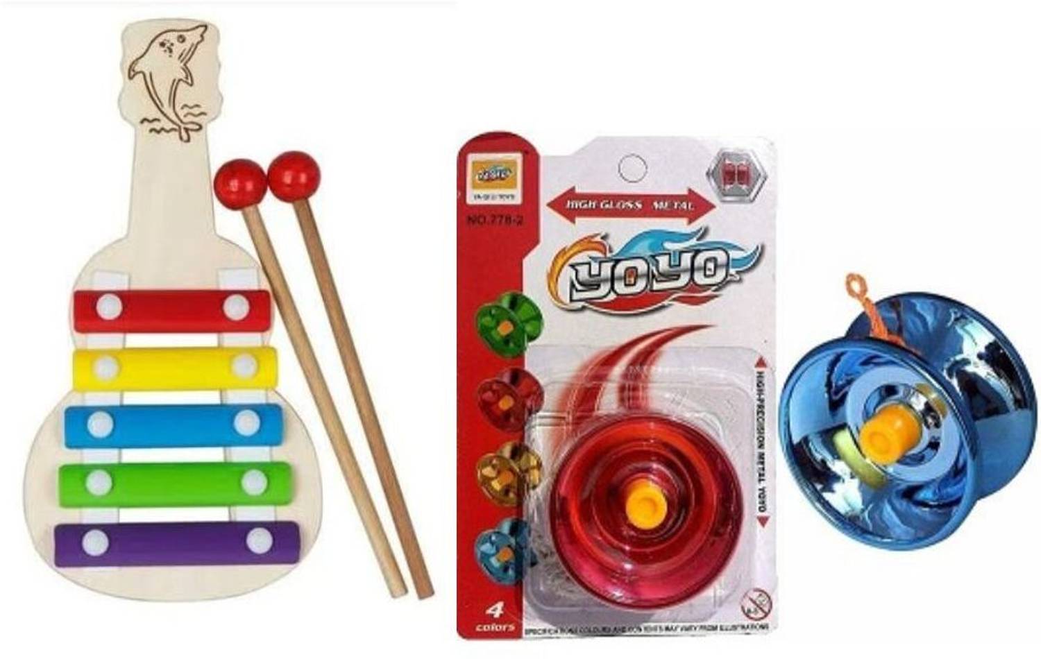 ZON Toys Wooden 5 Note Xylophone With High Gloss Metal Yo Yo