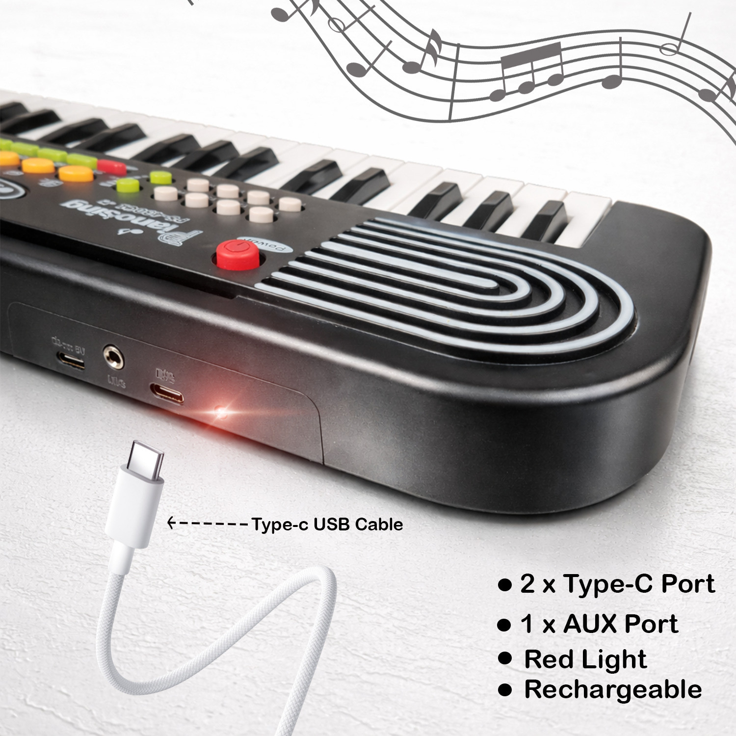 Image of TWIST&TURN Pianosing 37-Key Kids Keyboard Piano with Microphone & USB Cable