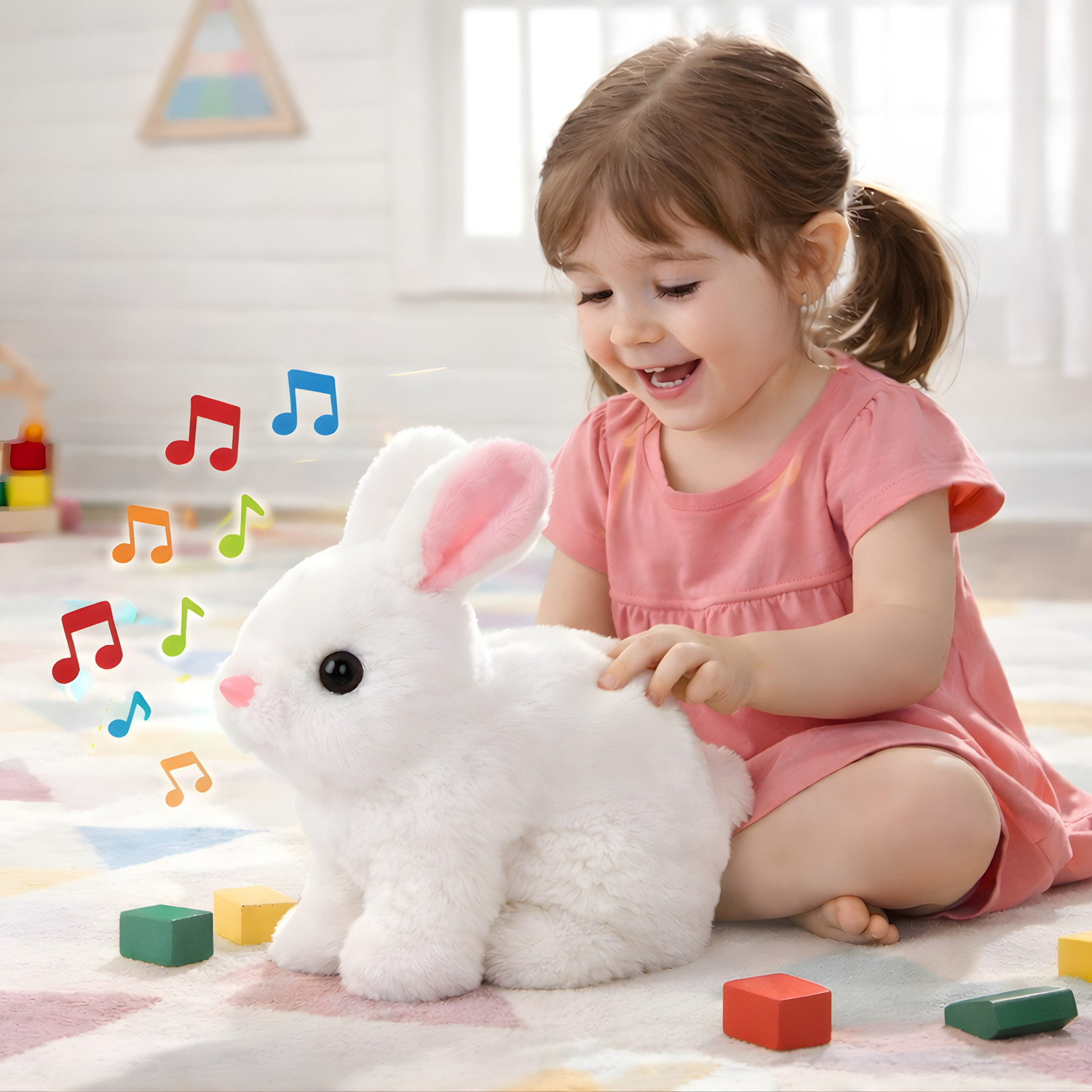 VrajVilla Musical Soft Rabbit Toy for Kids | Plush Bunny with Sound | Ultra Soft Baby Toy