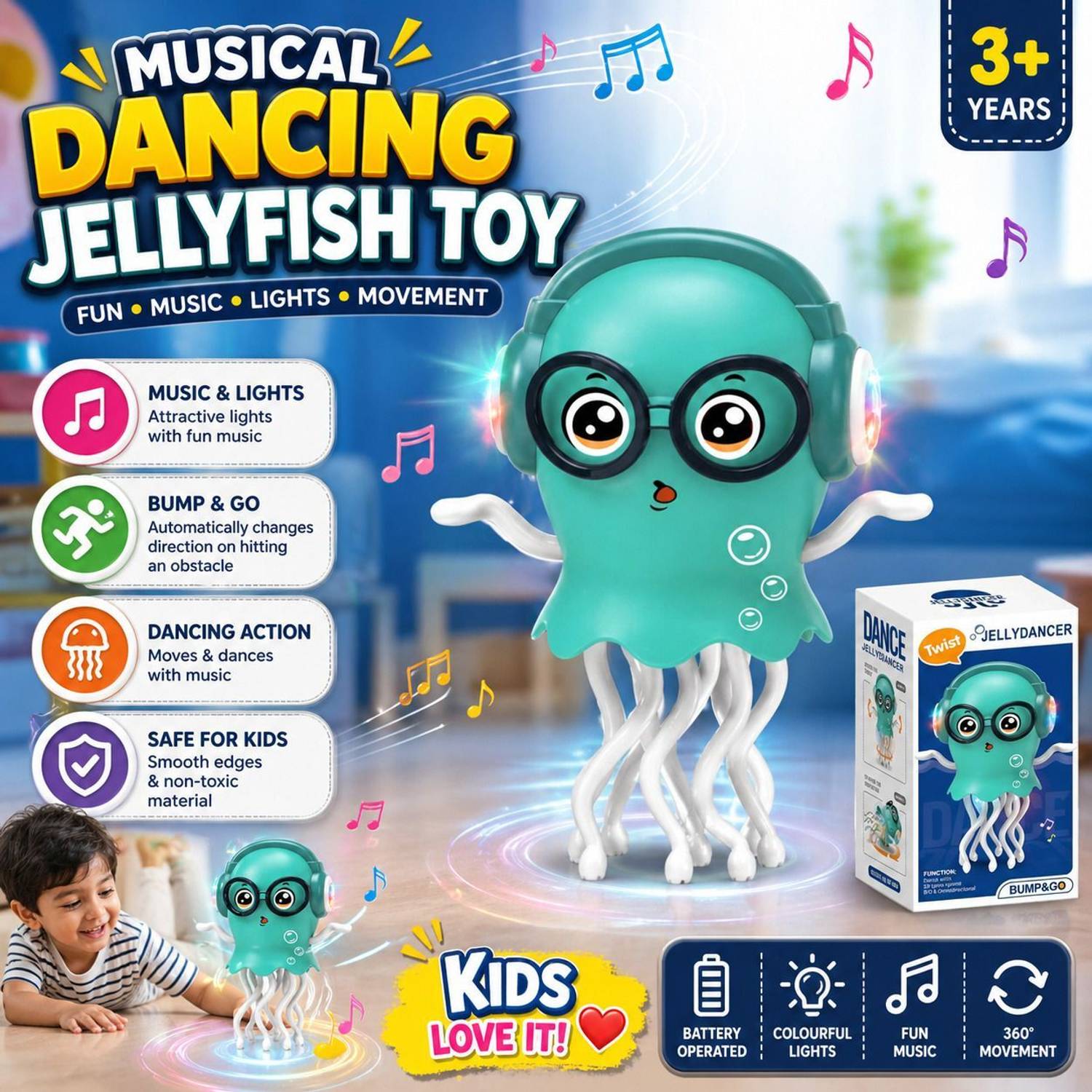 Wonderbox Electric Jelly Fish Toy with Music - Image 1