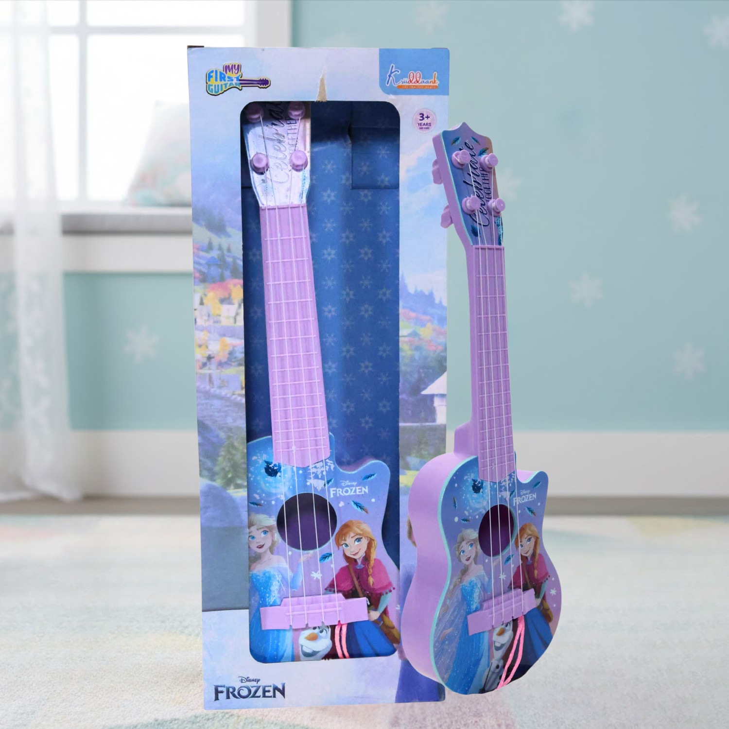 Image of Kriiddaank Frozen Theme Guitar (Small), Mini Version Fingerstyle, Short Scale Guitar, Bes
