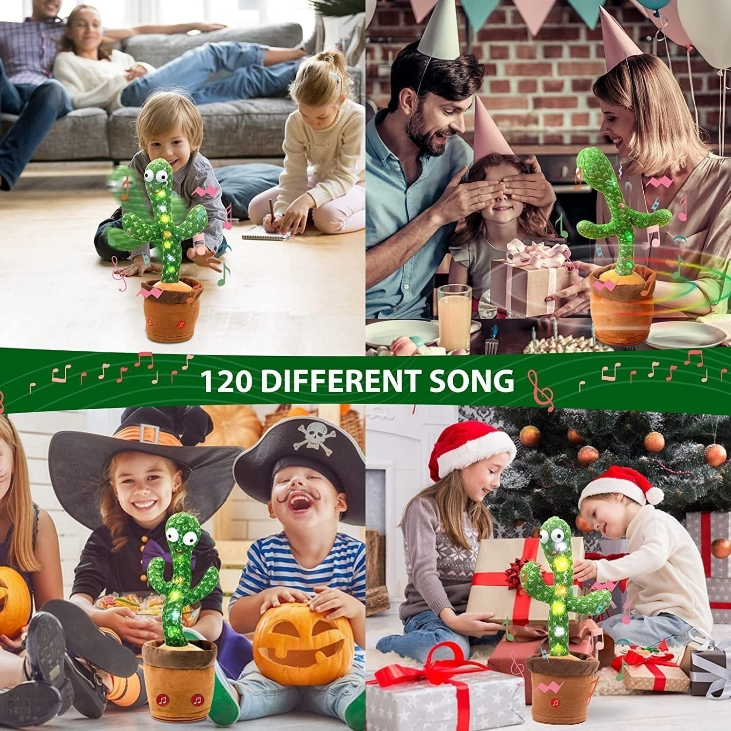 Image of SHRIBALAJITOYS Dancing Cactus Repeat, Repeat+Recording+Dance+Sing (Multicolor)