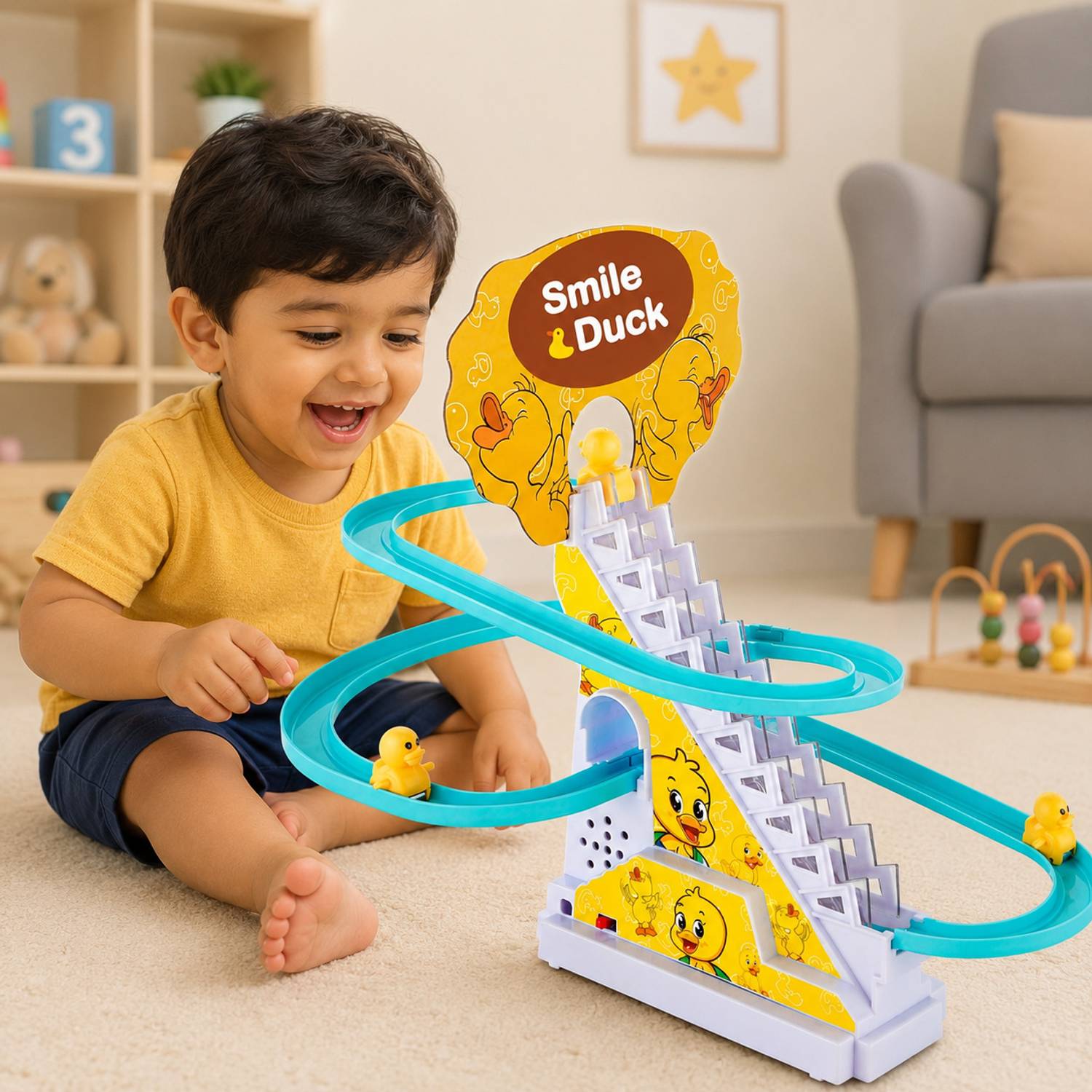 DUCK SLIDE TOY ,AUTOMATIC STAIR-CLIMIBING RACE TRACK SET , LIGHT & MUSICAL - Image 4