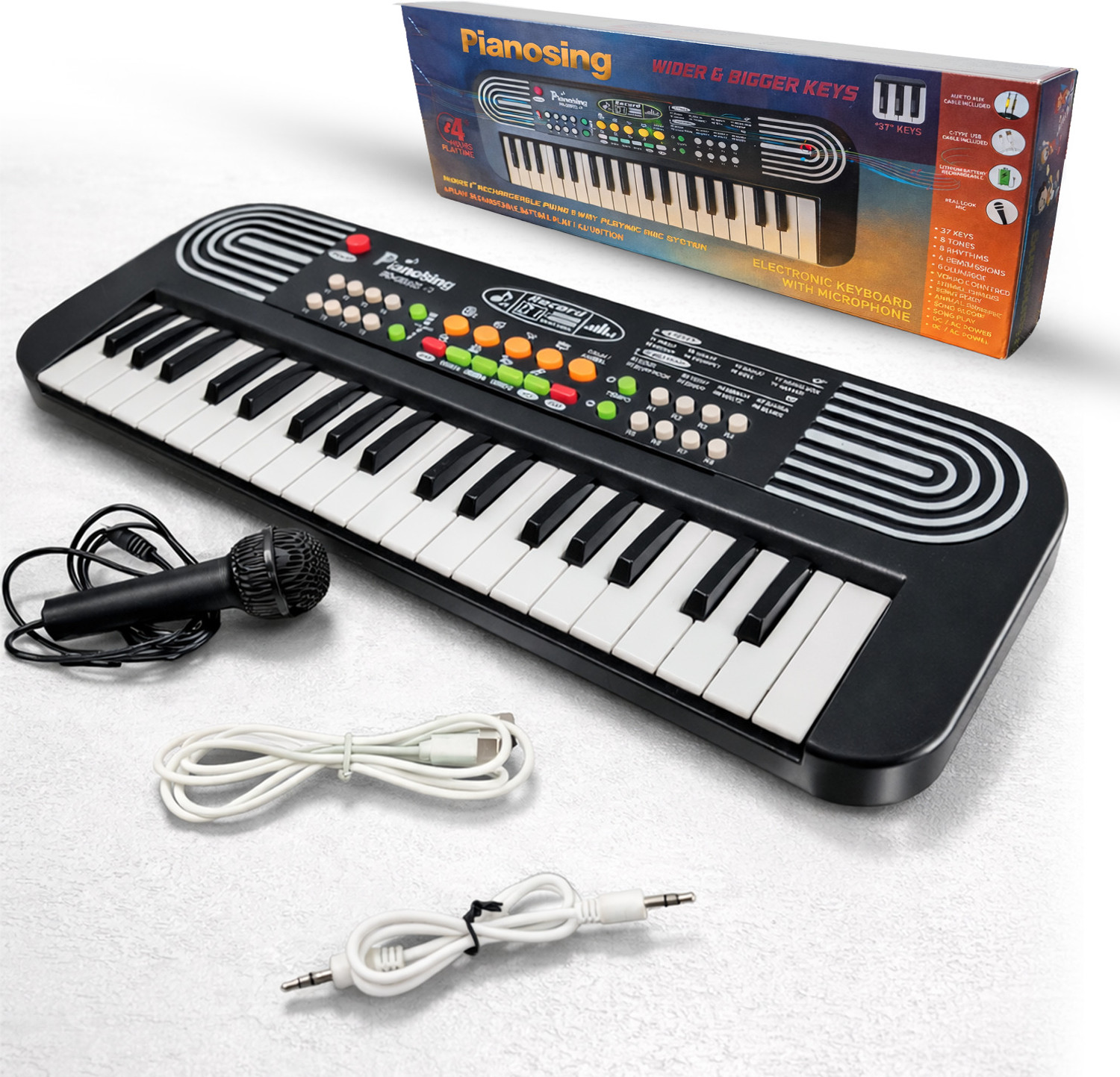 Image of TWIST&TURN Pianosing 37-Key Kids Keyboard Piano with Microphone & USB Cable