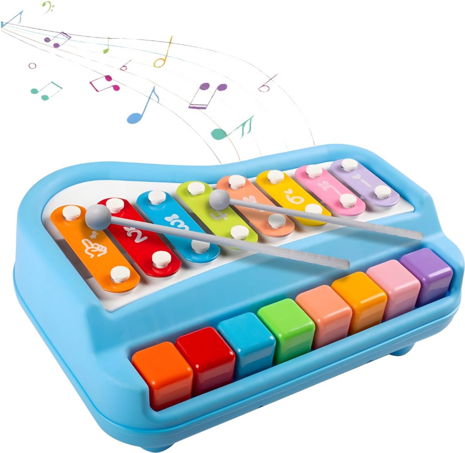 CANWELL 2-in-1 Piano Xylophone for Kids, 8 Tone Musical Toy for Babies & Toddlers C21