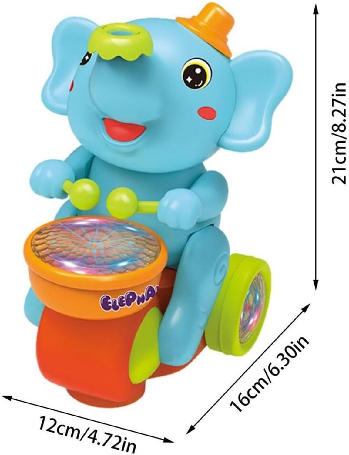 Image of URBANTOTS Musical Elephant Toy for Kids | Light-Up Drum, Music & Moving Ball