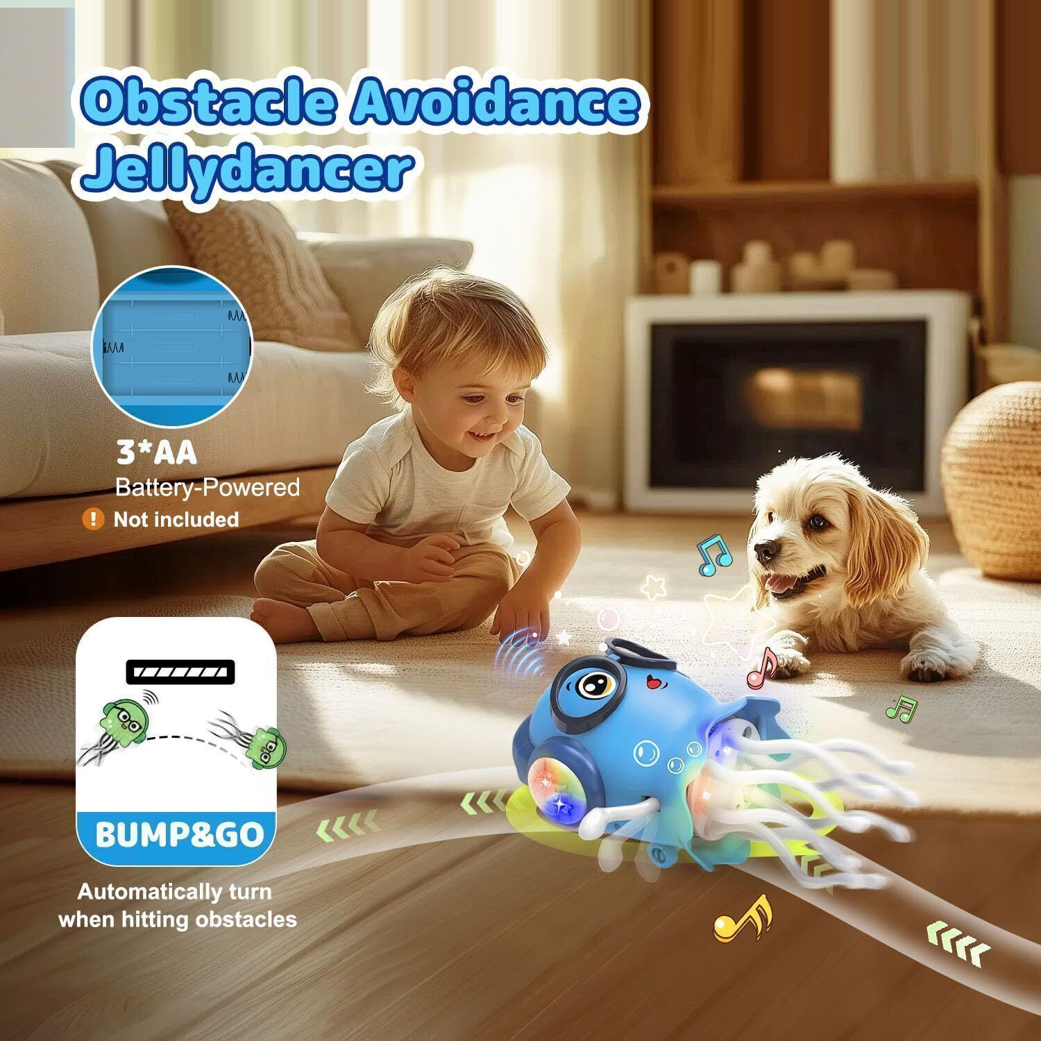 Image of Celvia Dancing Jellyfish Toy with Music & Movement | Bump and Go Toy for Kids