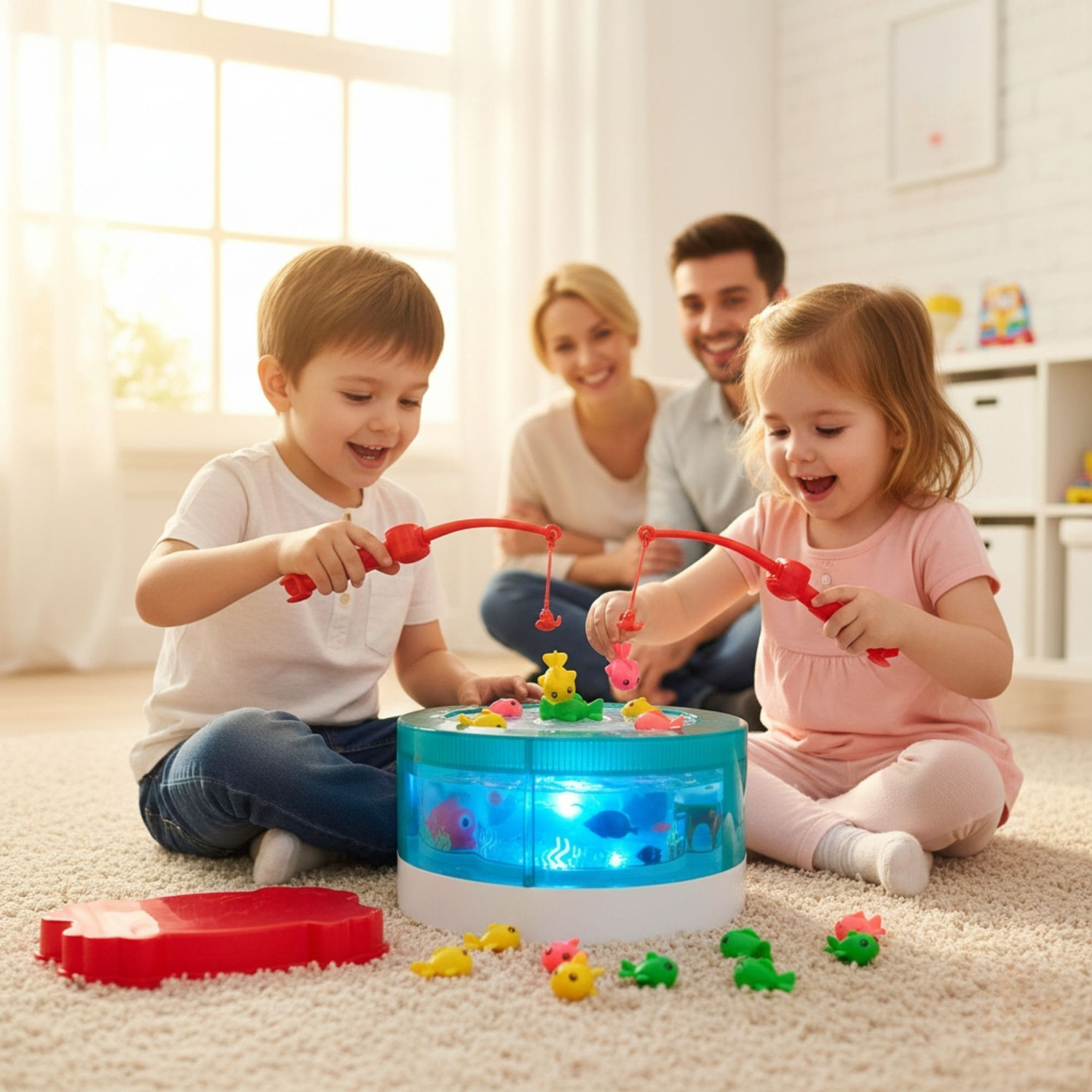 Image of Buddynjoy Magnetic Fishing Game Toy with Music & Lights for Kids and Children