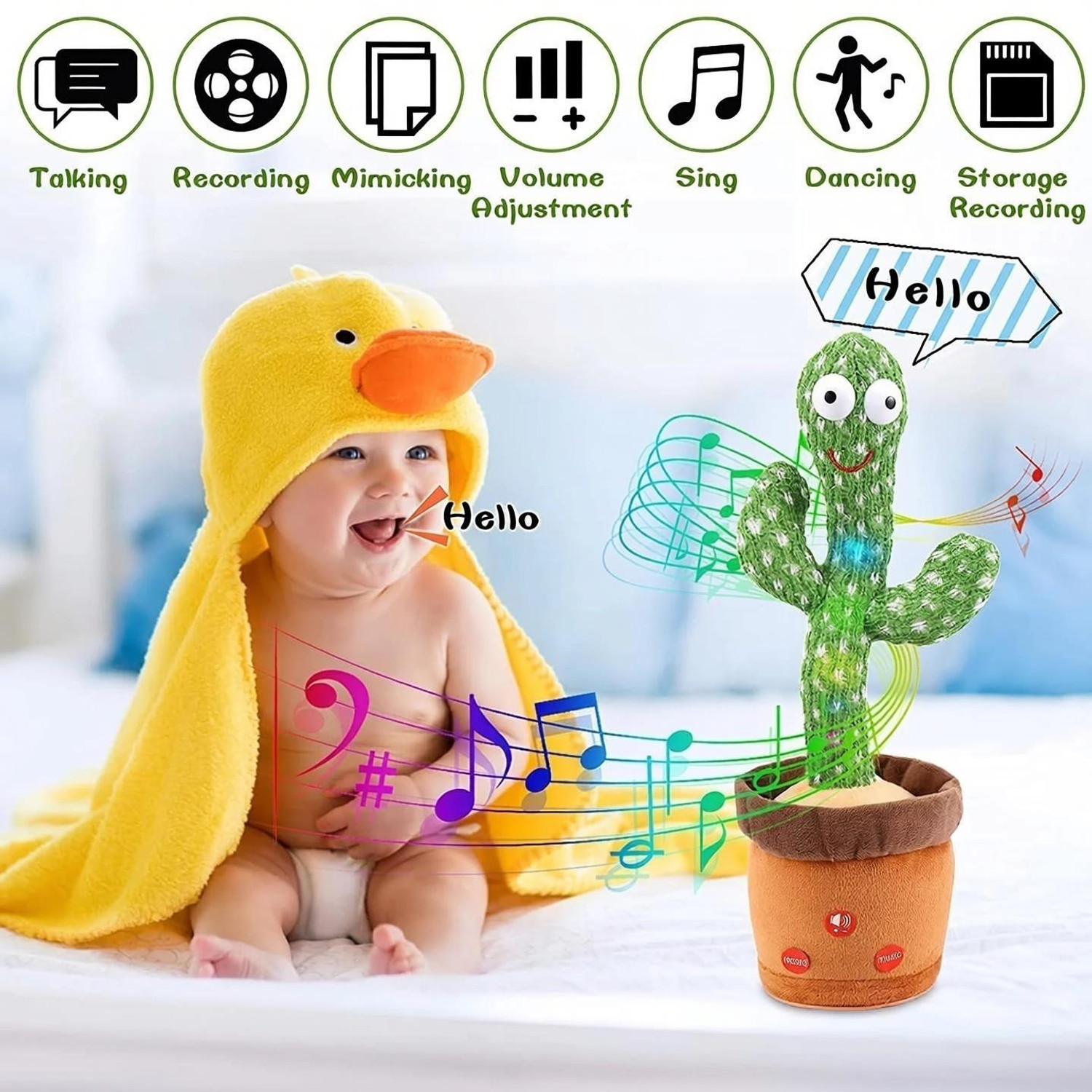 Image of SHRIBALAJITOYS Dancing Cactus Repeat, Repeat+Recording+Dance+Sing (Multicolor)