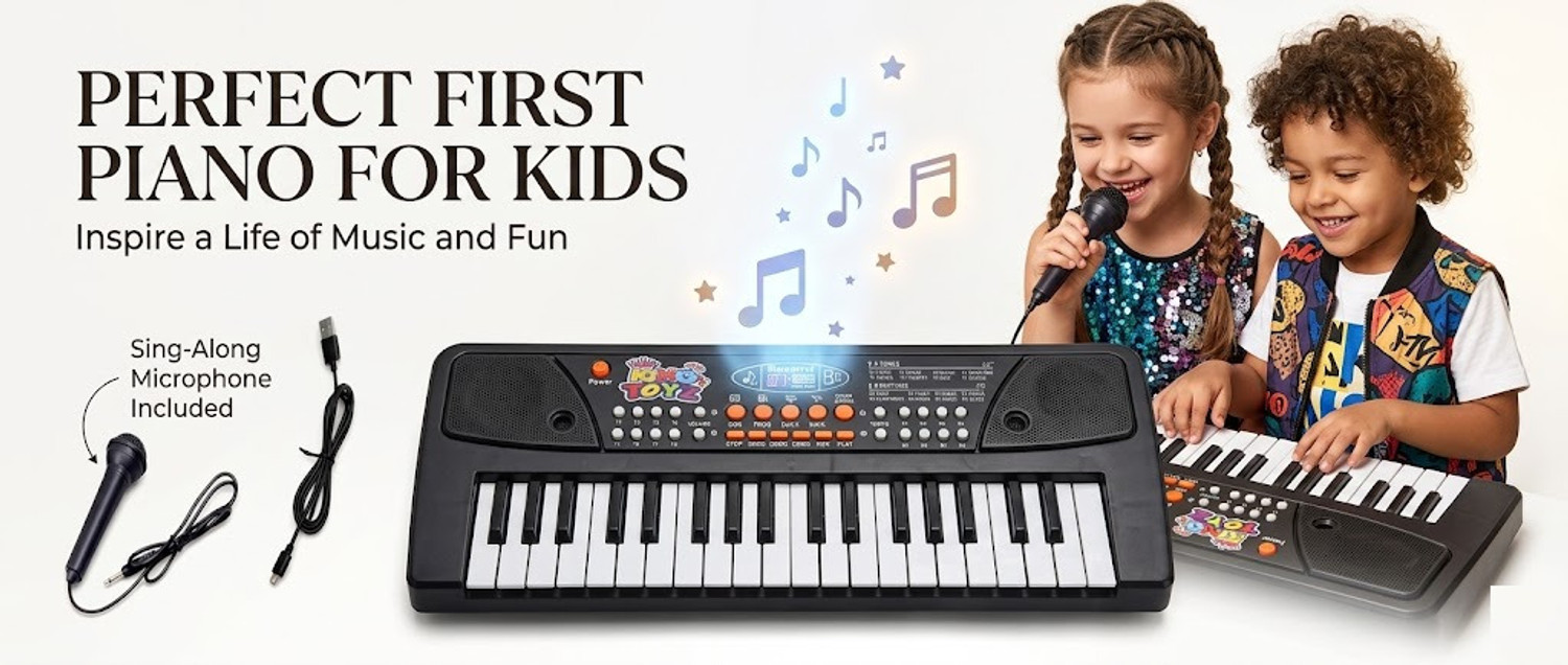 Image of KING TOYZ 37 Keys Piano Keyboard for Kids | Beginners with Mic & Recording Function