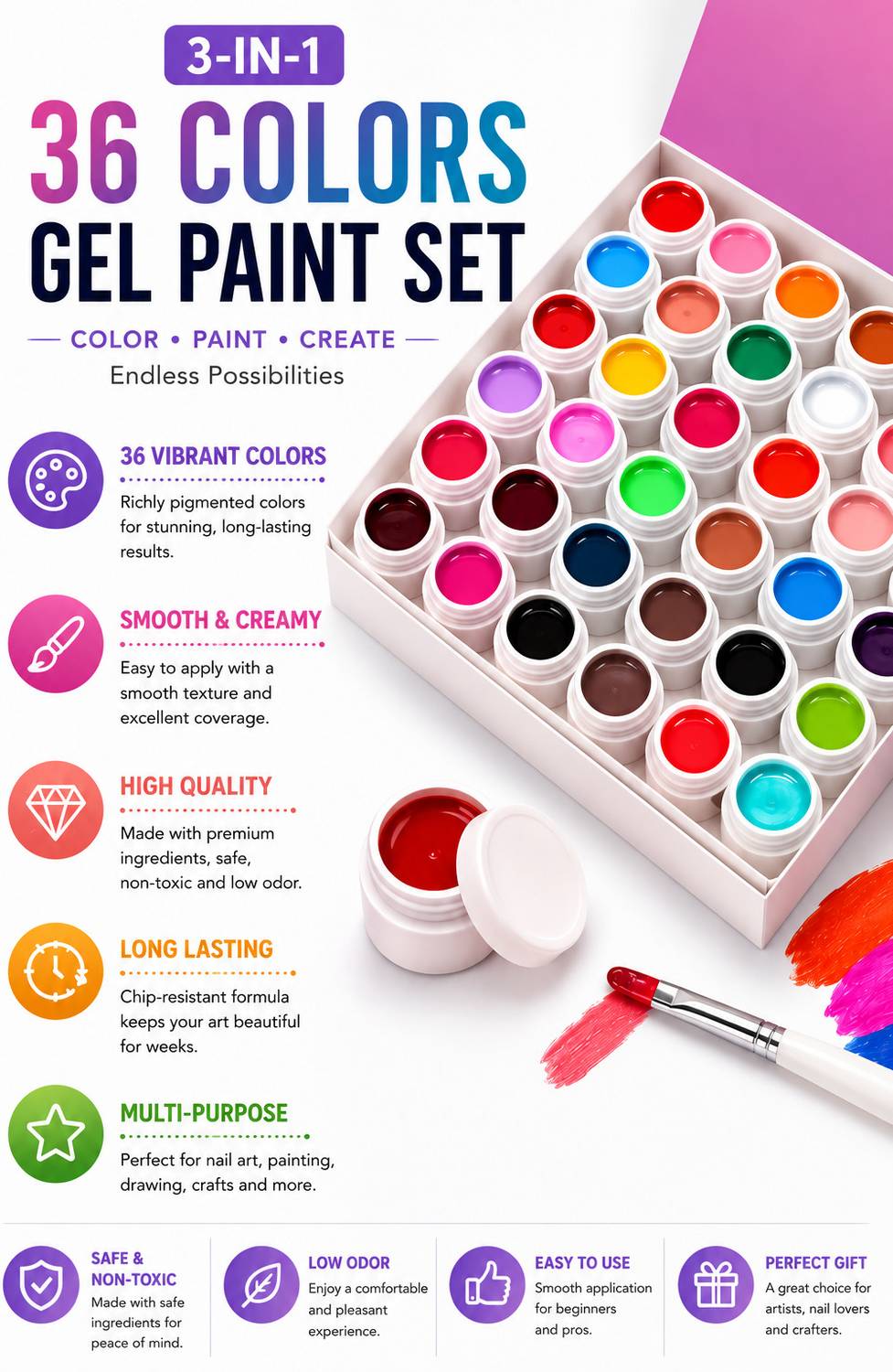 Adoere 36 Colors UV Gel Nail Kit - Image 2