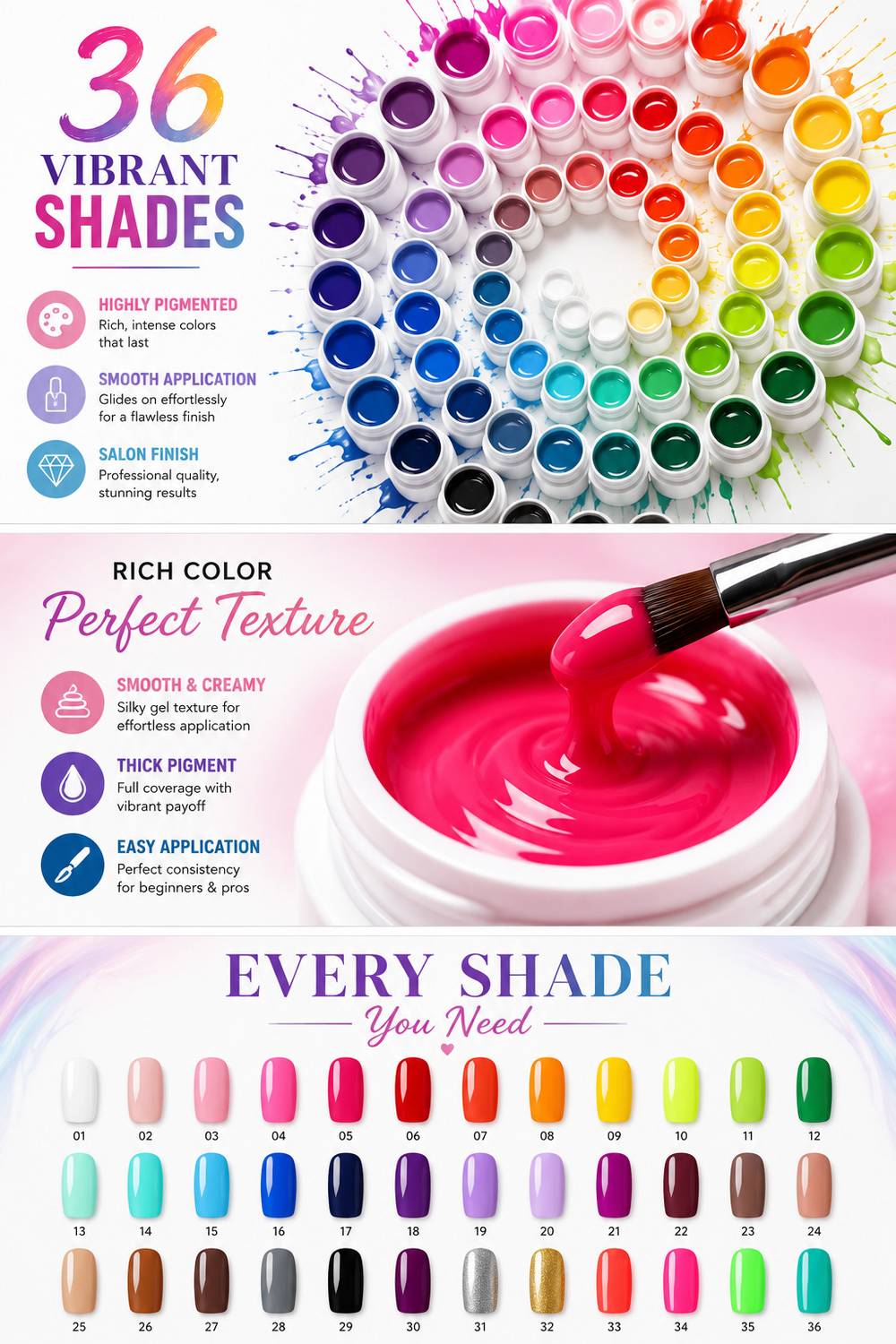 Adoere 36 Colors UV Gel Nail Kit - Image 3