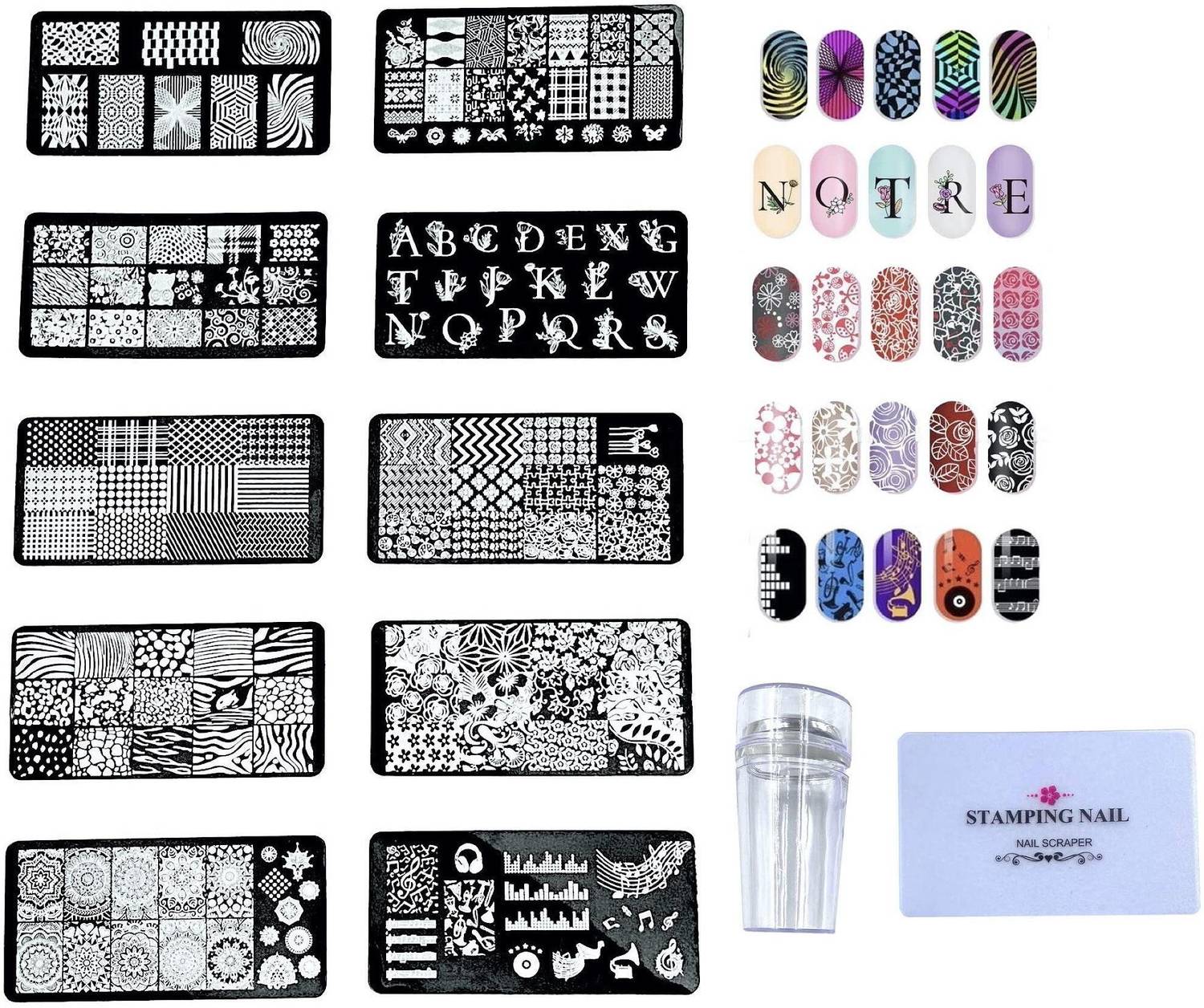 24x7eMall 10 nail Art plate with stamper