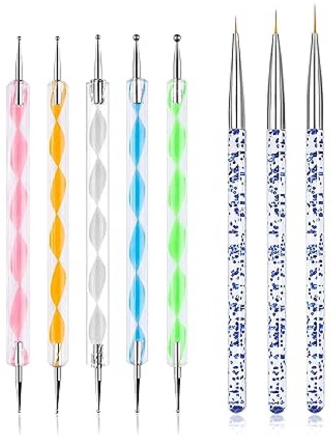 Bluedeal 5 PCS Dotting Pen Tool Dot Paint Manicure kit with 3 PCS Nail Painting Brushes