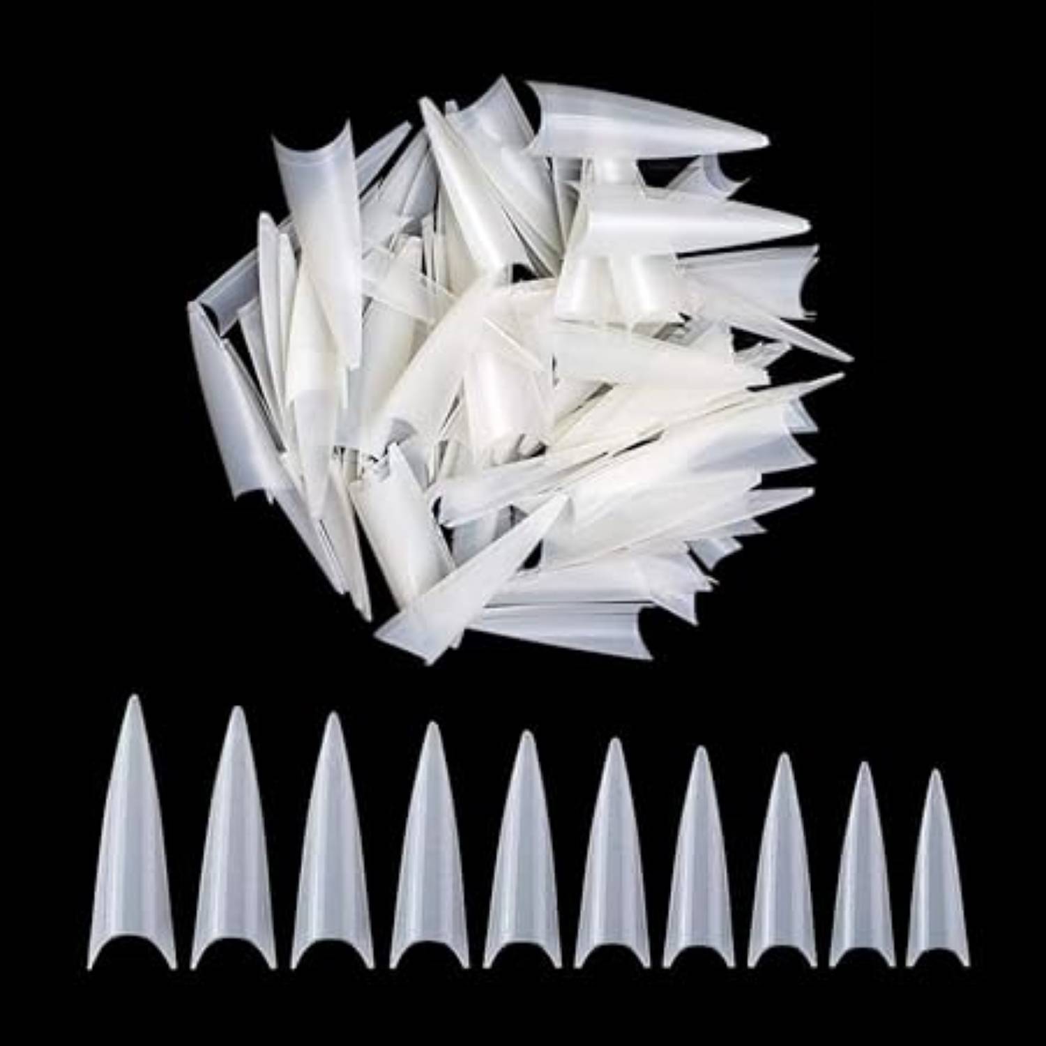 BOLT BEE 500pcs Acrylic Medium Long Stiletto Nail Tips NATURAL