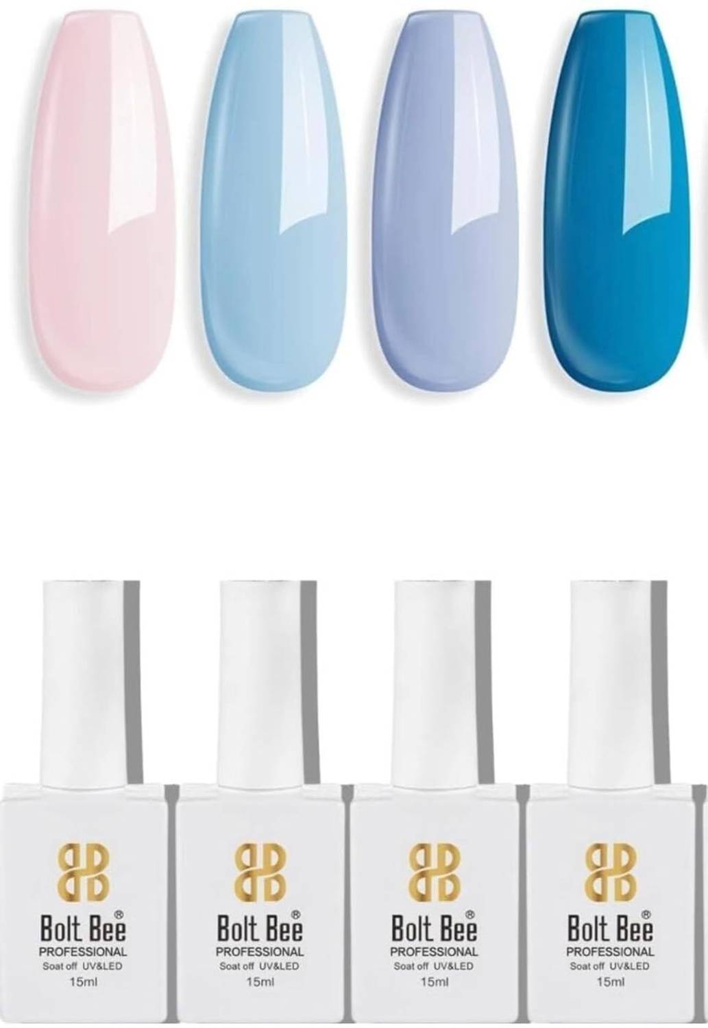 BOLT BEE Gel Nail Polish, Super Glossy, Quick Drying, Set 15ml Each (137,51,19,54)