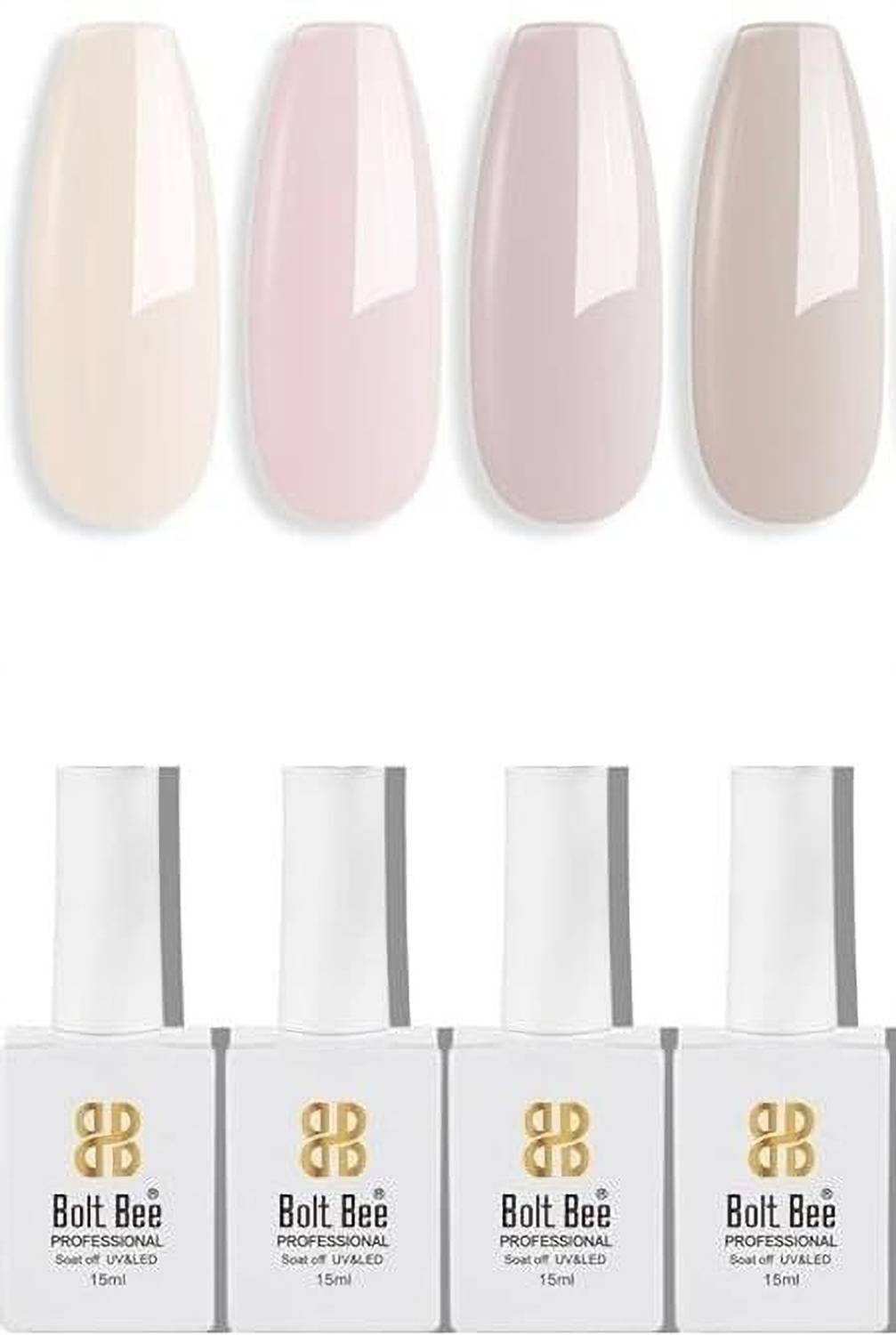 BOLT BEE Gel Nail Polish, Super Glossy, Quick Drying, Set 15ml Each (02,126,116,123)