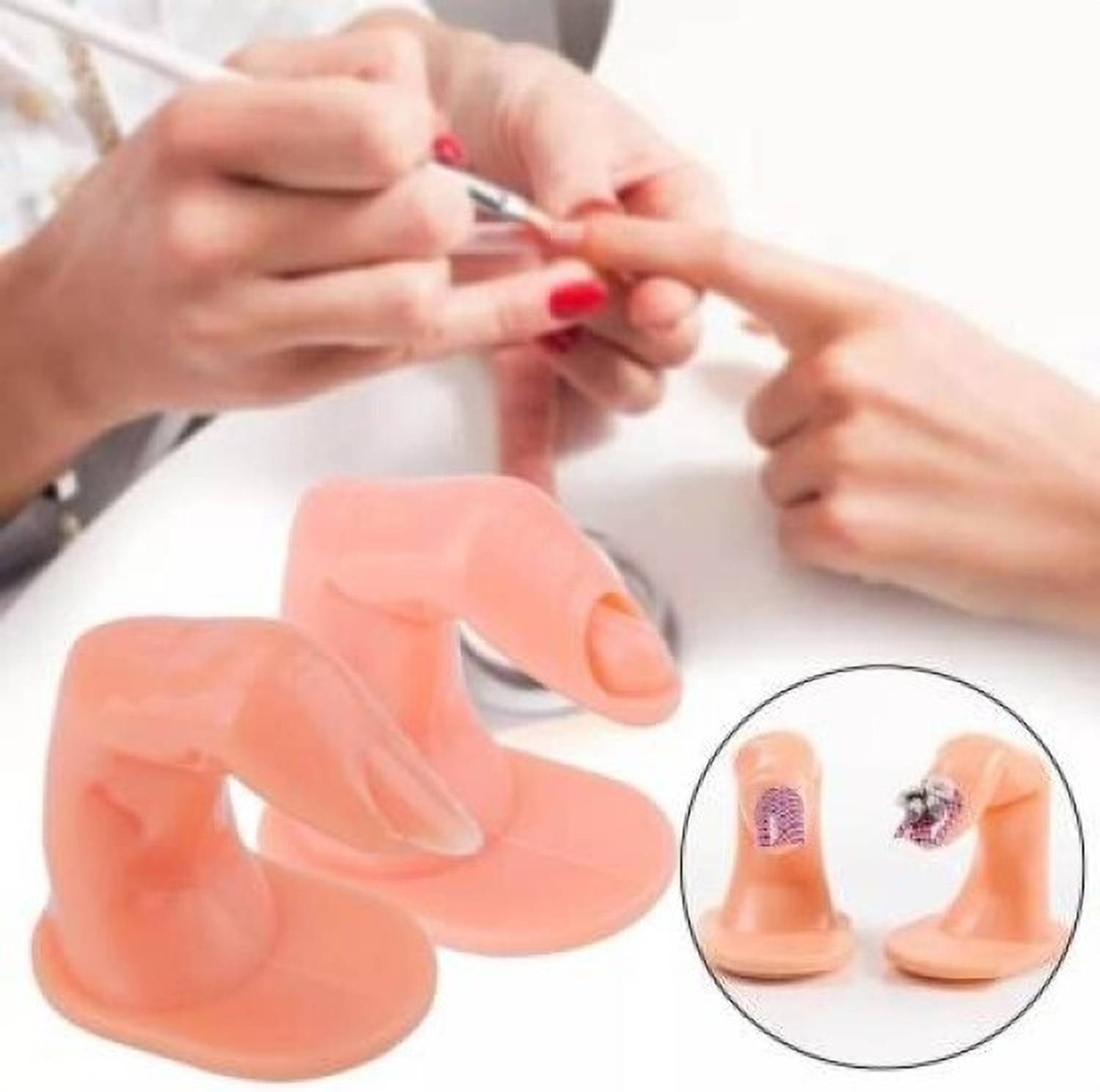 banira 2pcs Plastic Practice Fake Finger Nail Art Model Finger Tool Adjustable