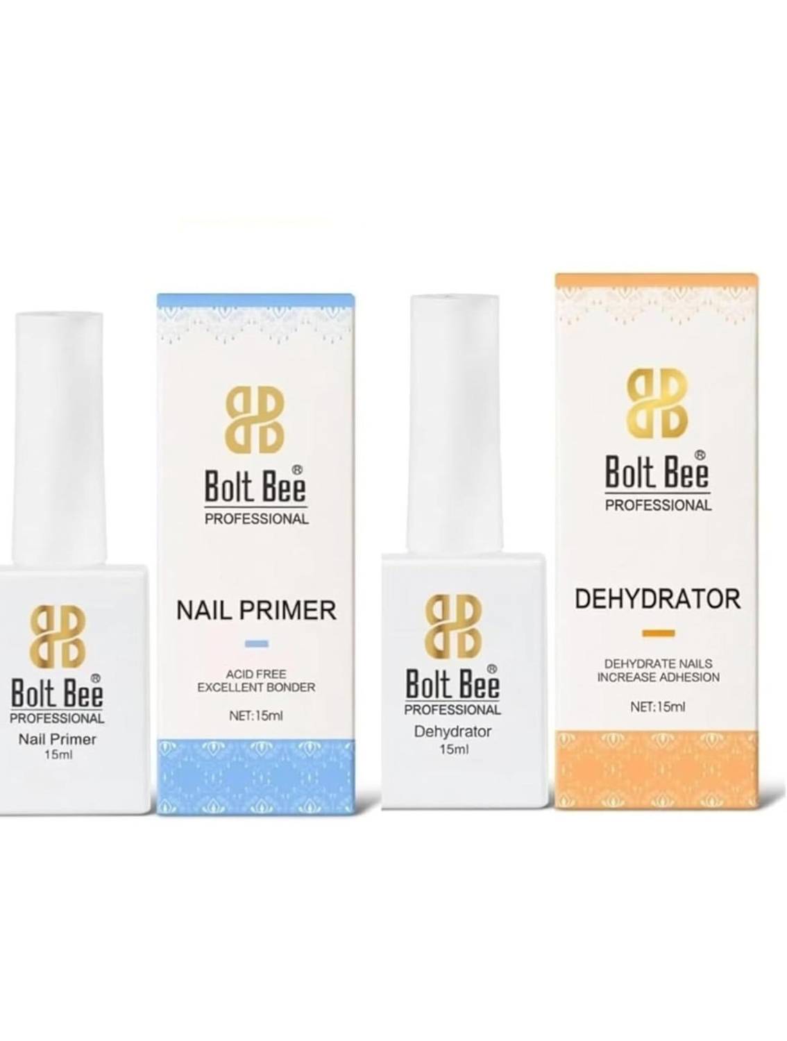 BOLT BEE Nail Primer and Dehydrator, 15ml, UV LED Gel Polish Set, Nail Art