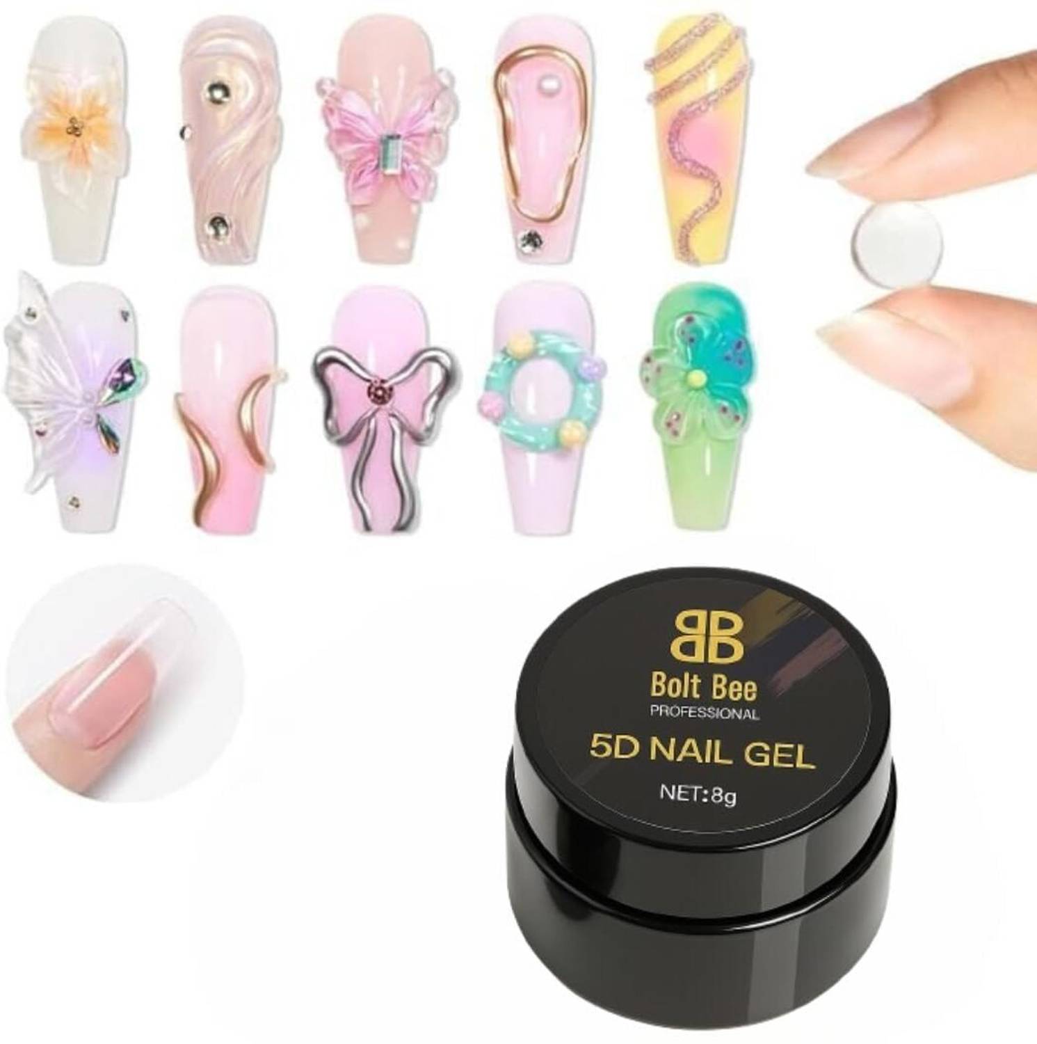 BOLT BEE 5D Sculpting Gel for Nails, Carving Molding & Drawing Builder Gel for Art