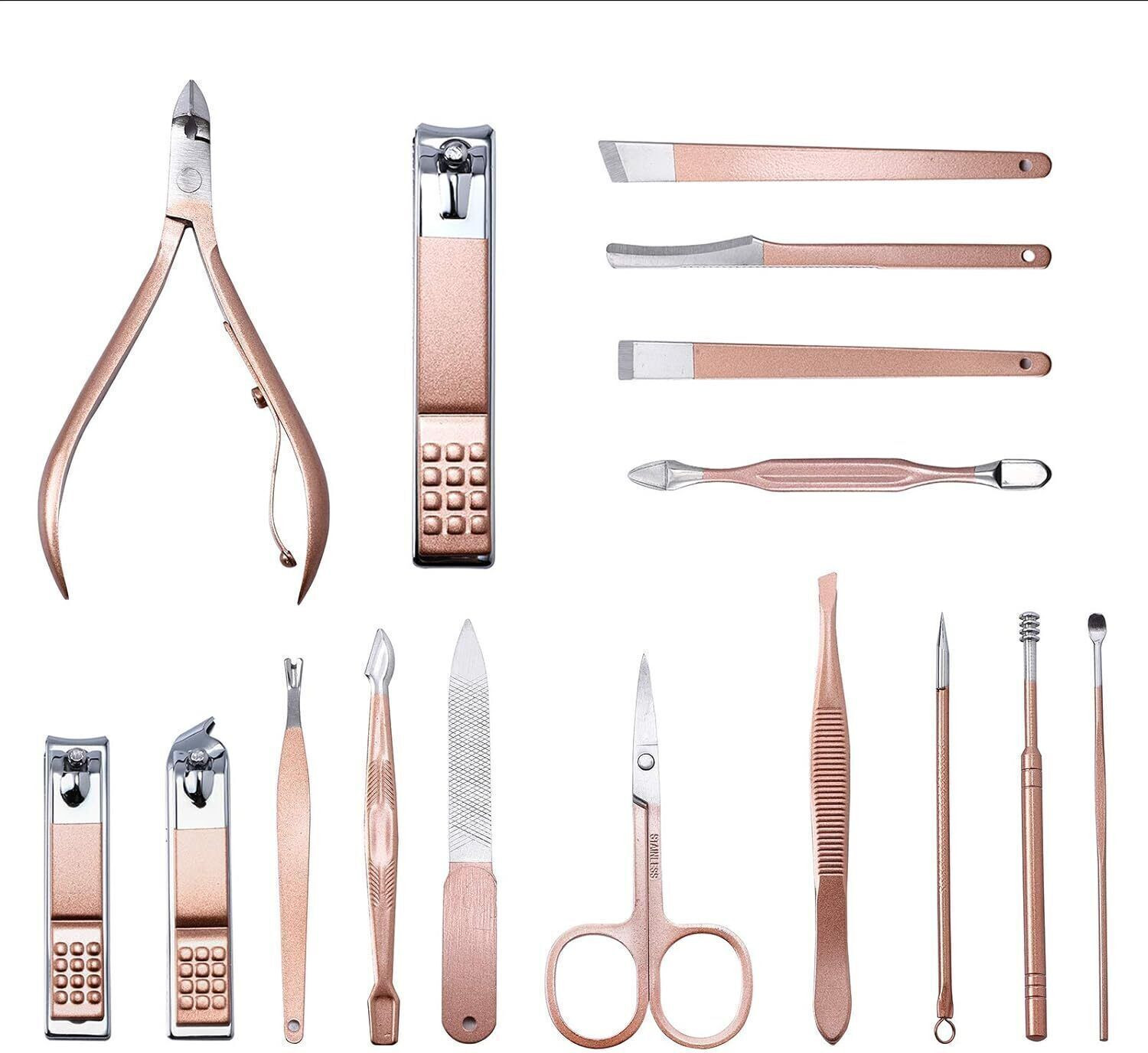 Image of MELDI KING 16 in 1 Manicure Kit with Nail Cutter,Ear Pick,Scissors,Tweezers Knife Eyebrow