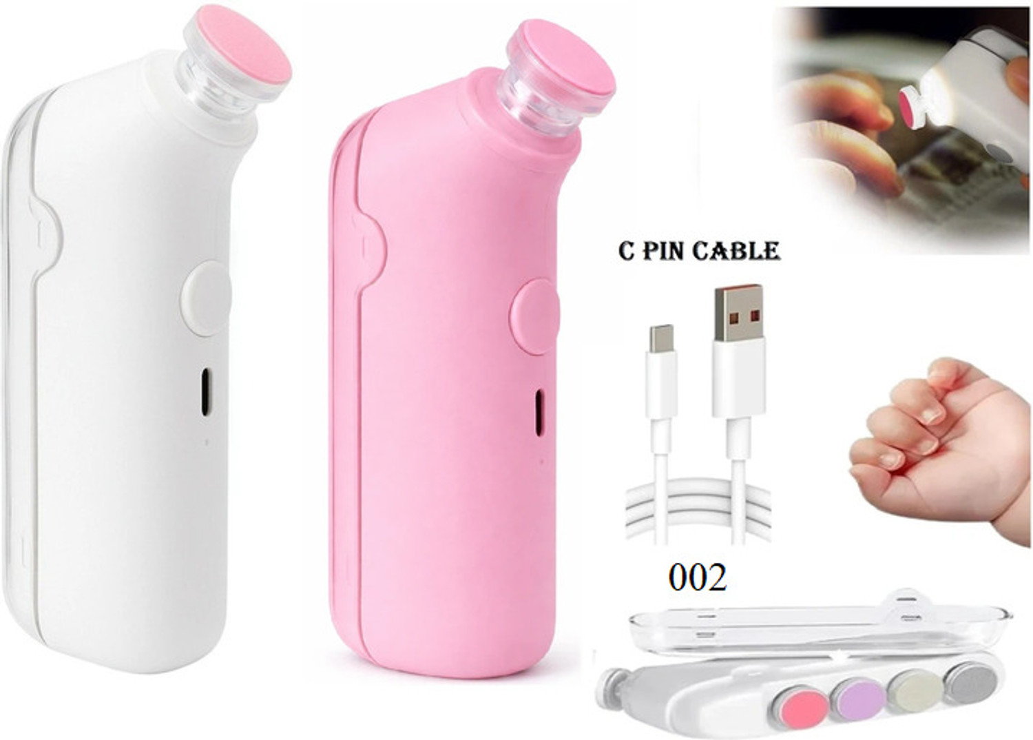 Image of ROLLYWARE Baby Nail File Electric,Baby Nail Trimmer with Light for Safe Baby Nail Care
