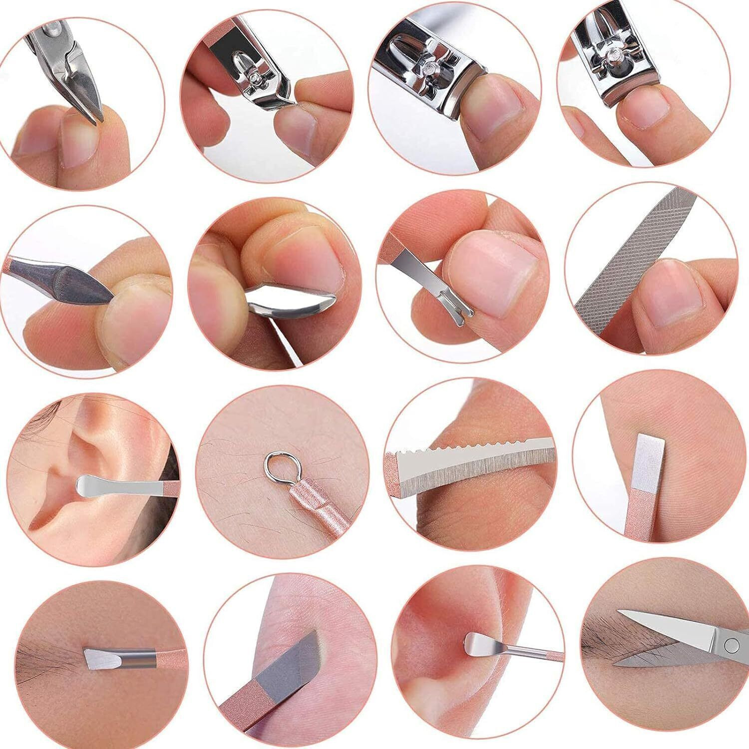 Image of MELDI KING 16 in 1 Manicure Kit with Nail Cutter,Ear Pick,Scissors,Tweezers Knife Eyebrow