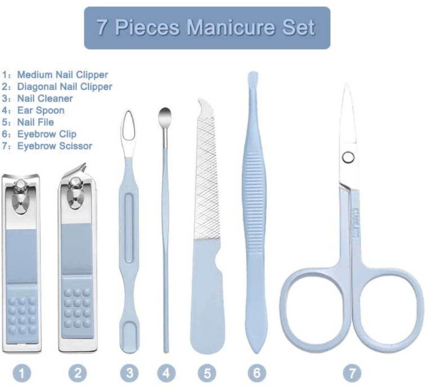 Image of MINARA 7 In 1 Manicure, Pedicure & Grooming Kit Blue