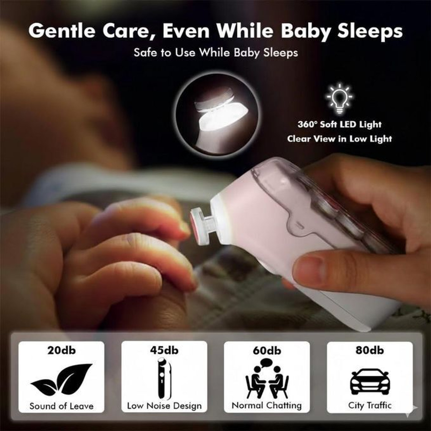 Image of Ghoba Baby Nail Trimmer Rechargeable Electric,Baby Nail Cutter with 5 Grinding Heads