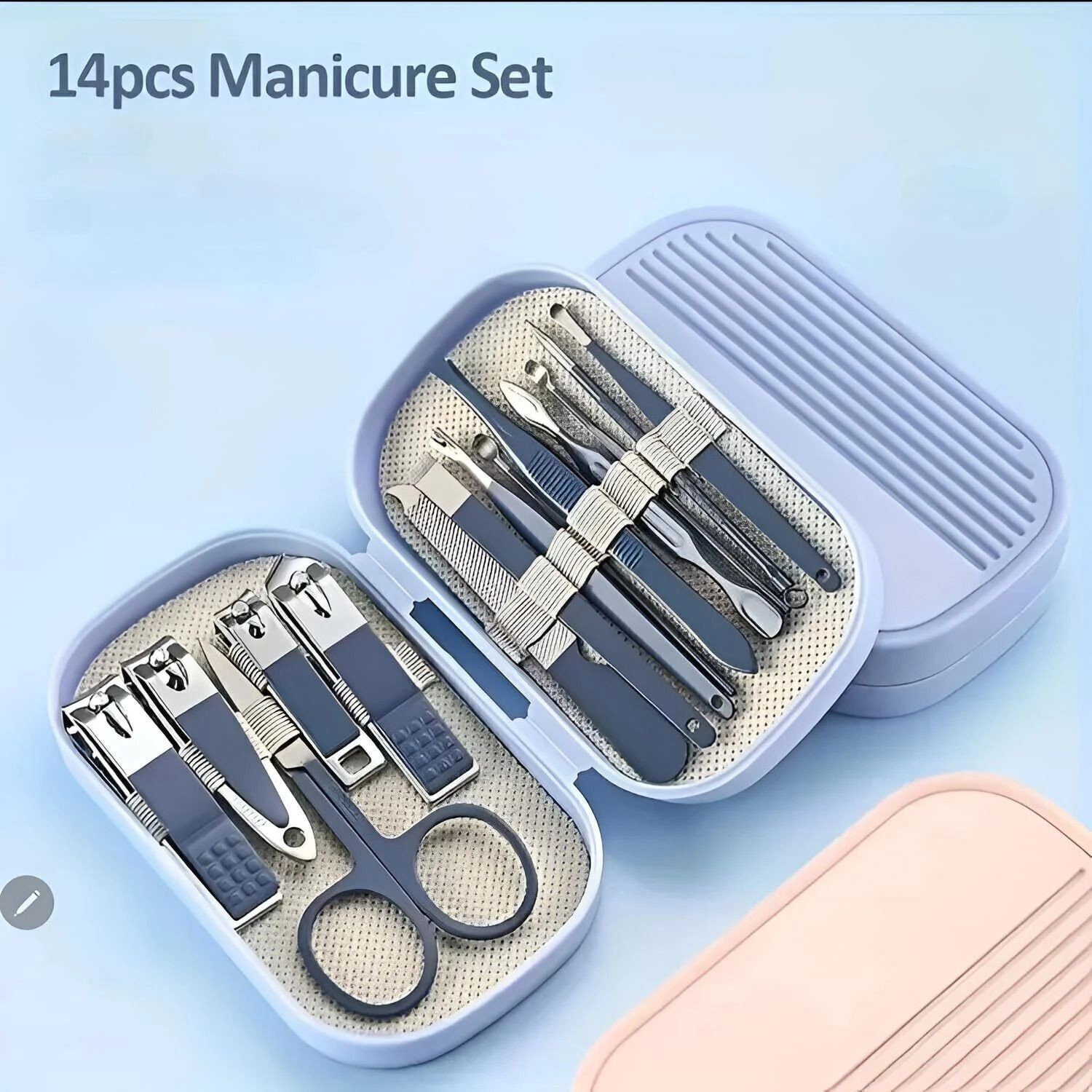 Image of REVATAKG Stainless Steel 14 in 1 Nail Clipper Set Manicure Pliers Ear Spoon Needle