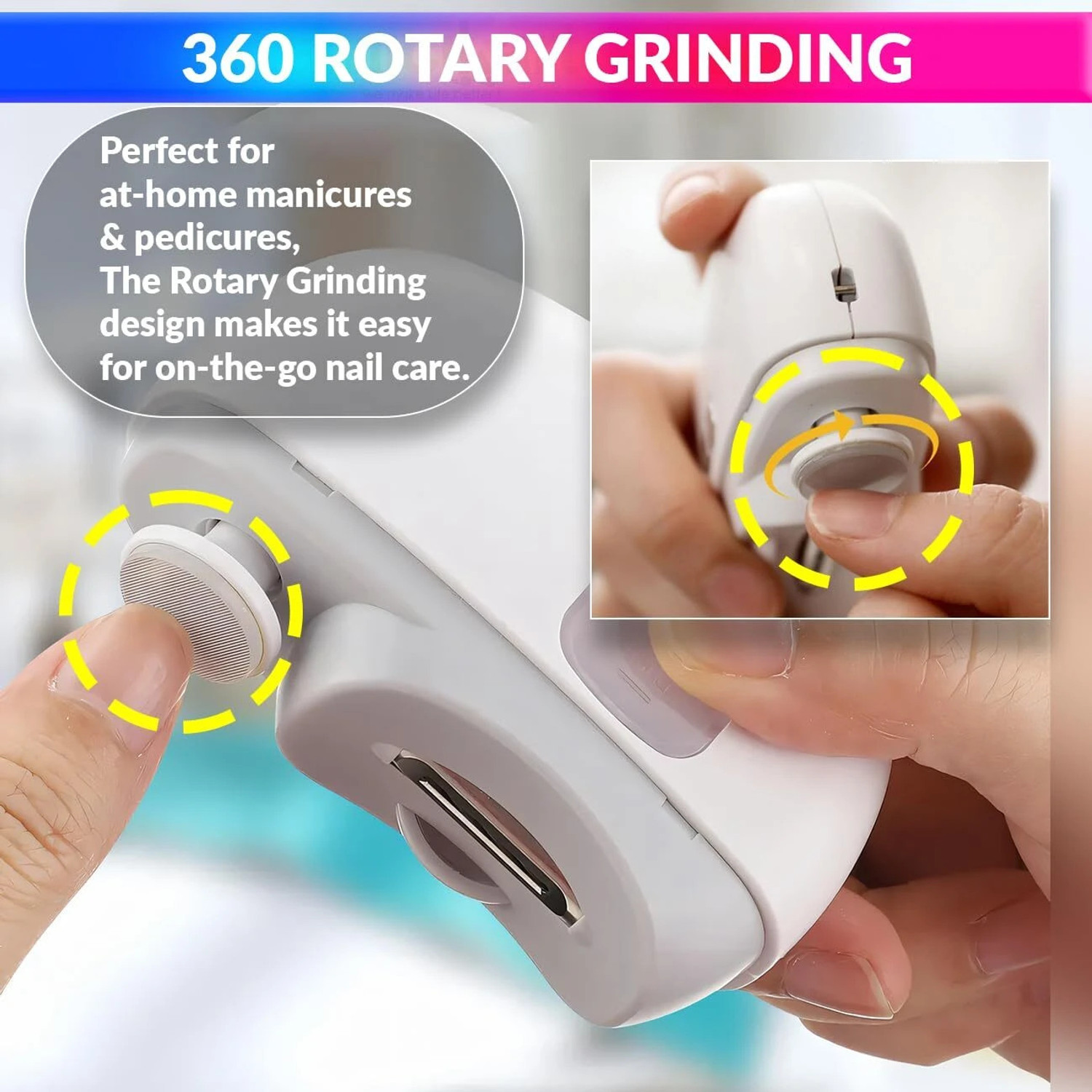 Image of Elektriglow Rechargeable Dual Purpose Electric Nail Clipper & Grinder for Trimming & Shaping
