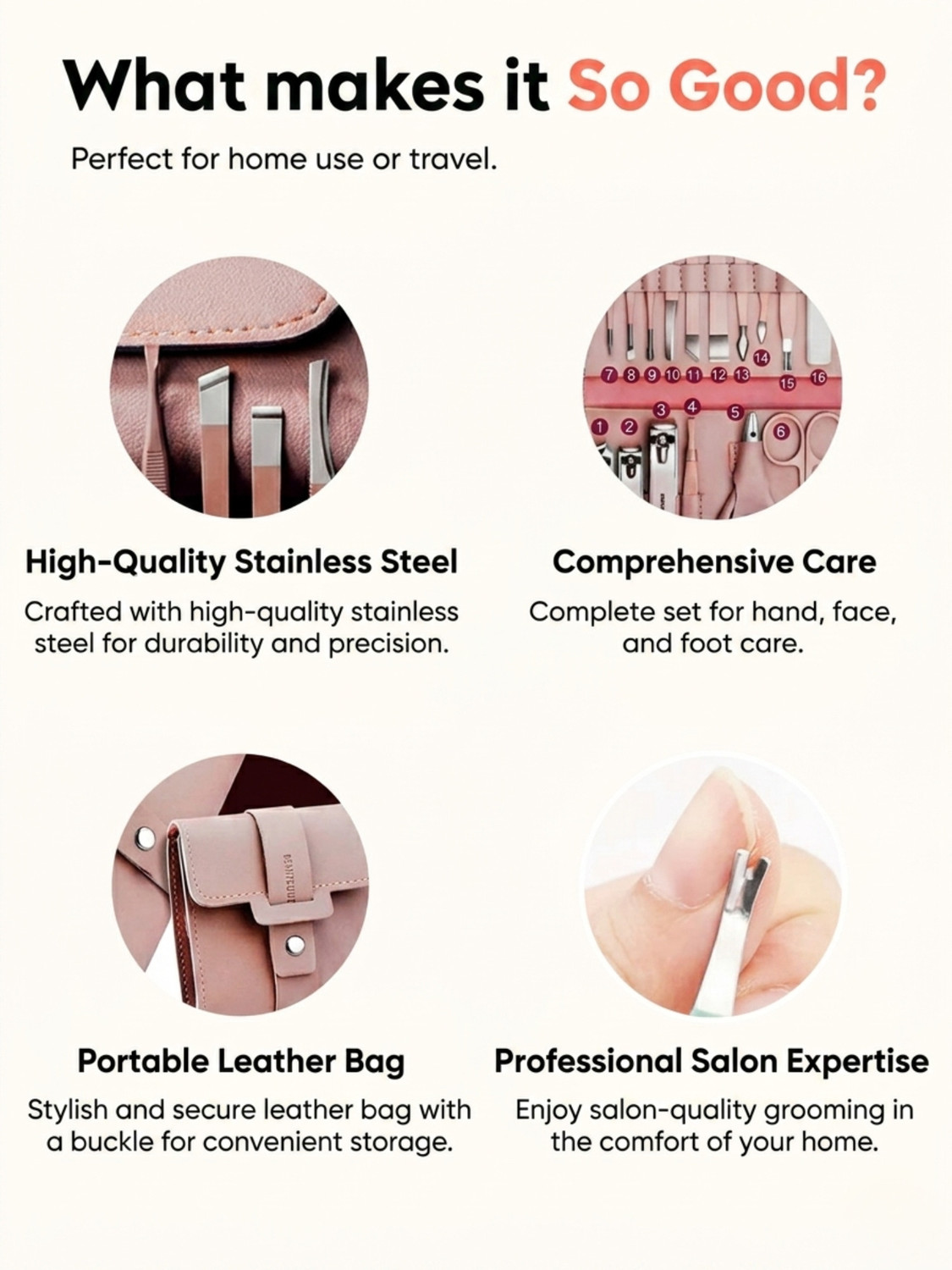 Image of MINARA 16 In 1 Grooming, Manicure and Pedicure Kit Pink
