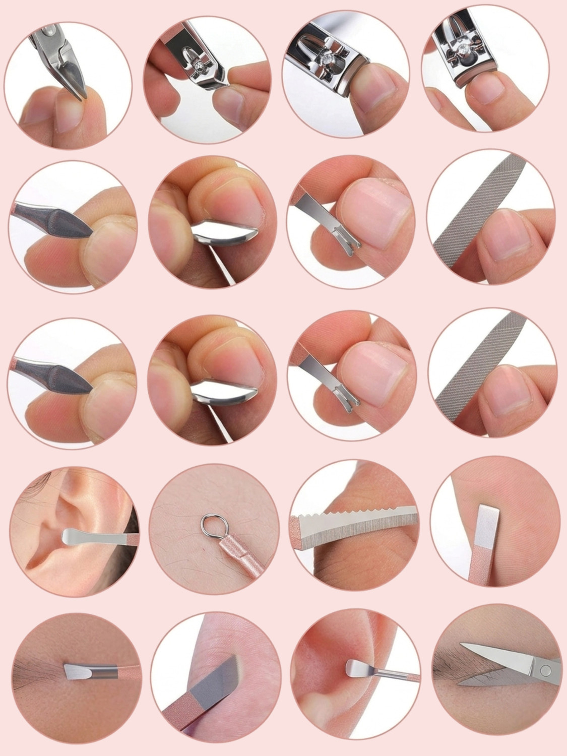 Image of MINARA 16 In 1 Grooming, Manicure and Pedicure Kit Pink