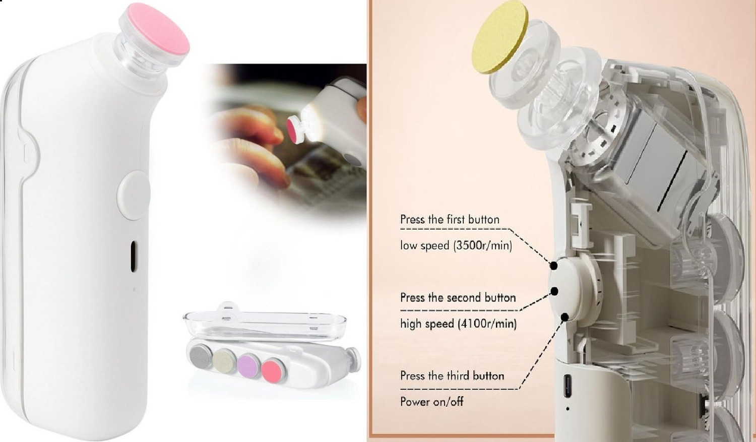 Image of Ghoba Baby Nail Trimmer Rechargeable Electric,Baby Nail Cutter with 5 Grinding Heads